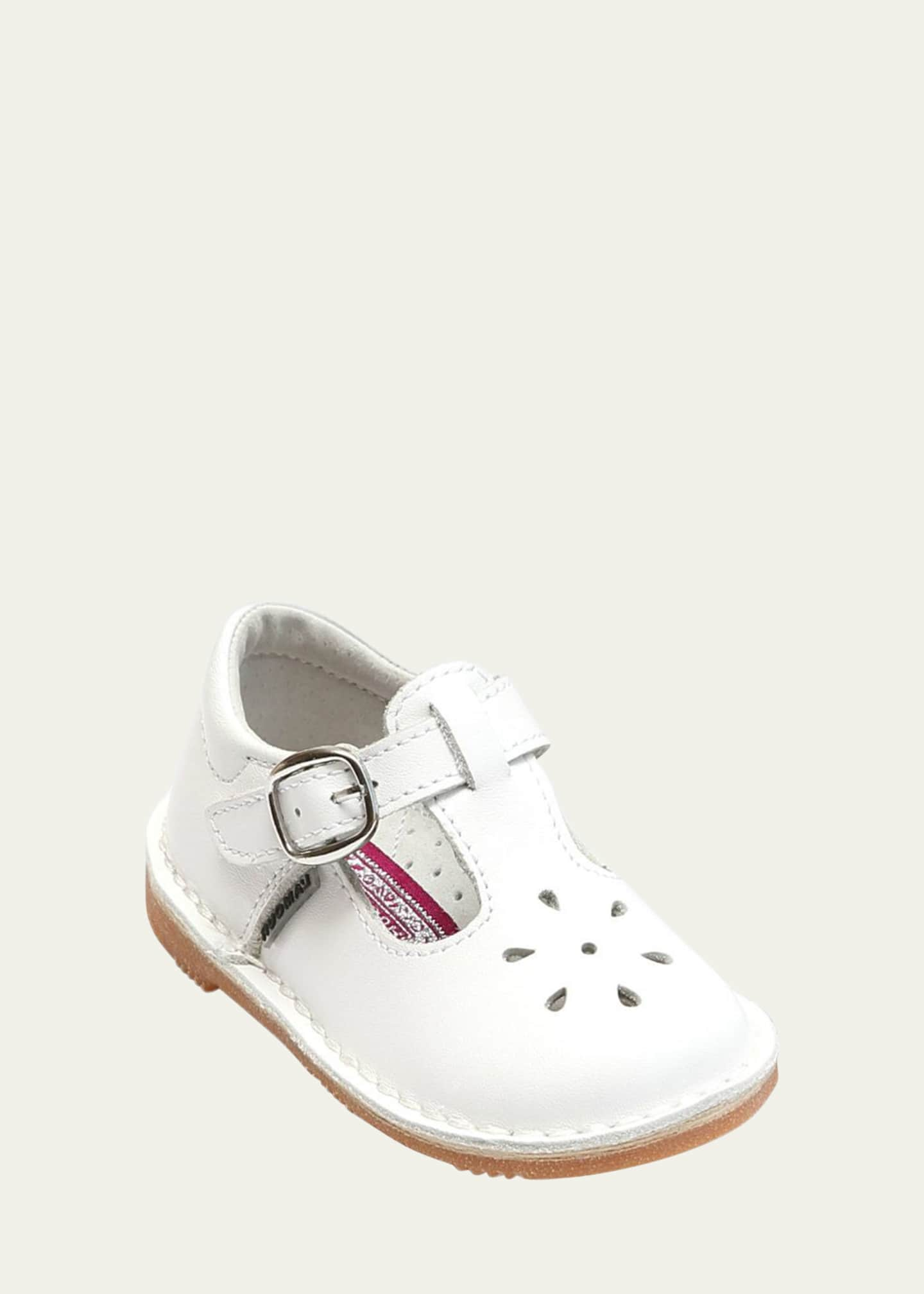 L'Amour Shoes Girl's Joy Leather Cutout T-Strap Mary Jane, Baby/Toddler/Kids