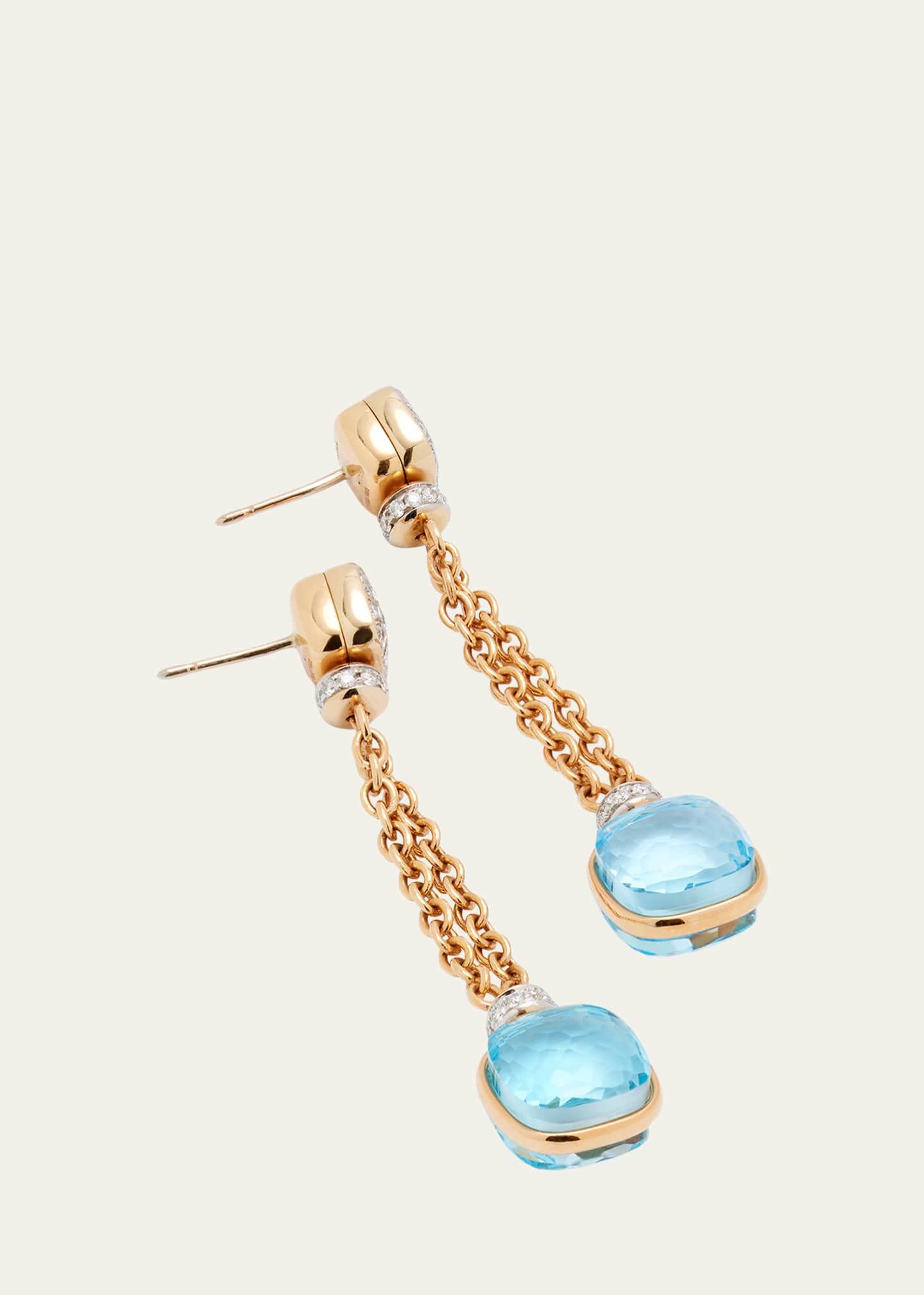 Pomellato Nudo 18K Gold Sky Blue Topaz Diamond Drop Earrings Image 3 of 4