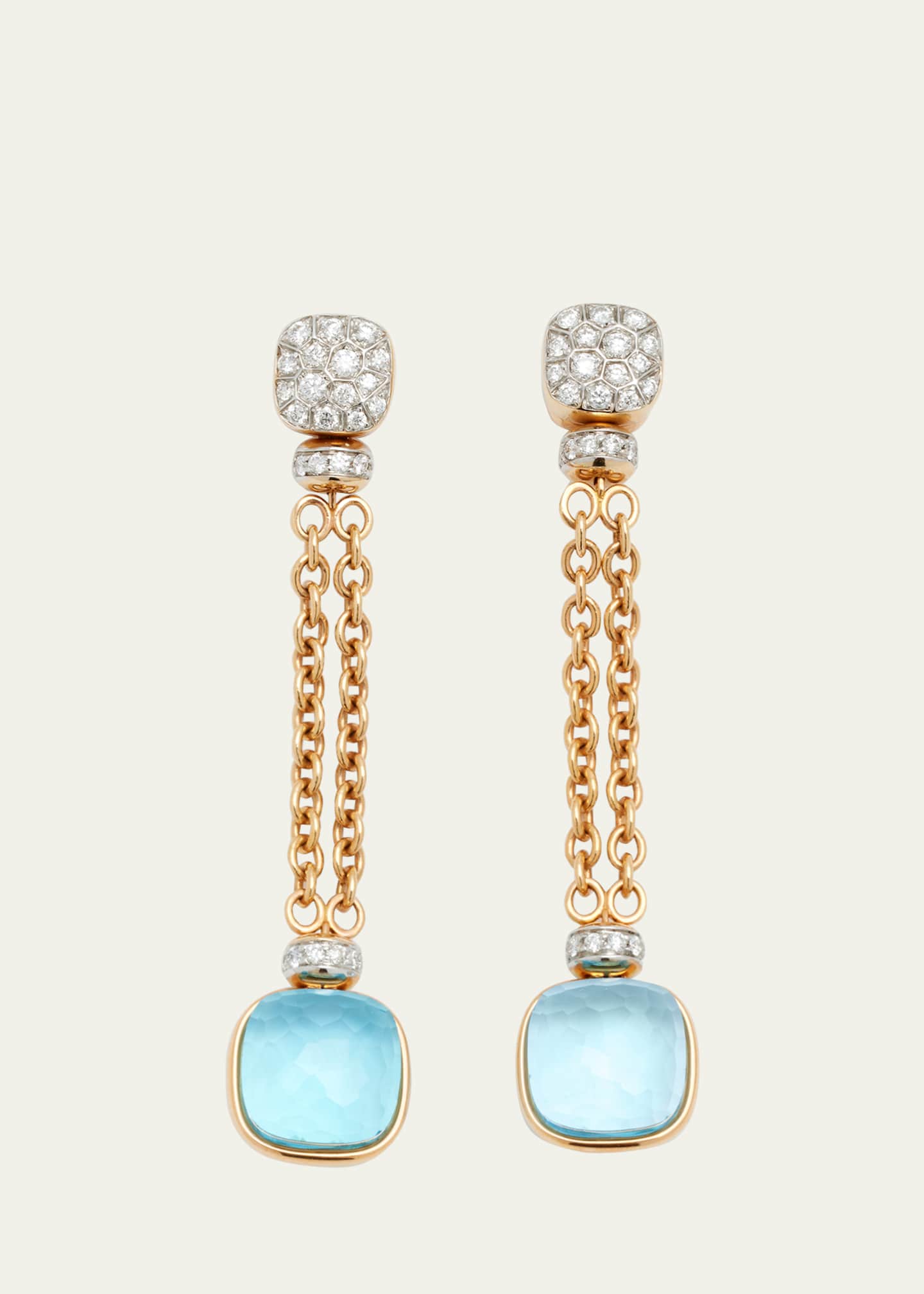 Pomellato Nudo 18K Gold Sky Blue Topaz Diamond Drop Earrings Image 1 of 4