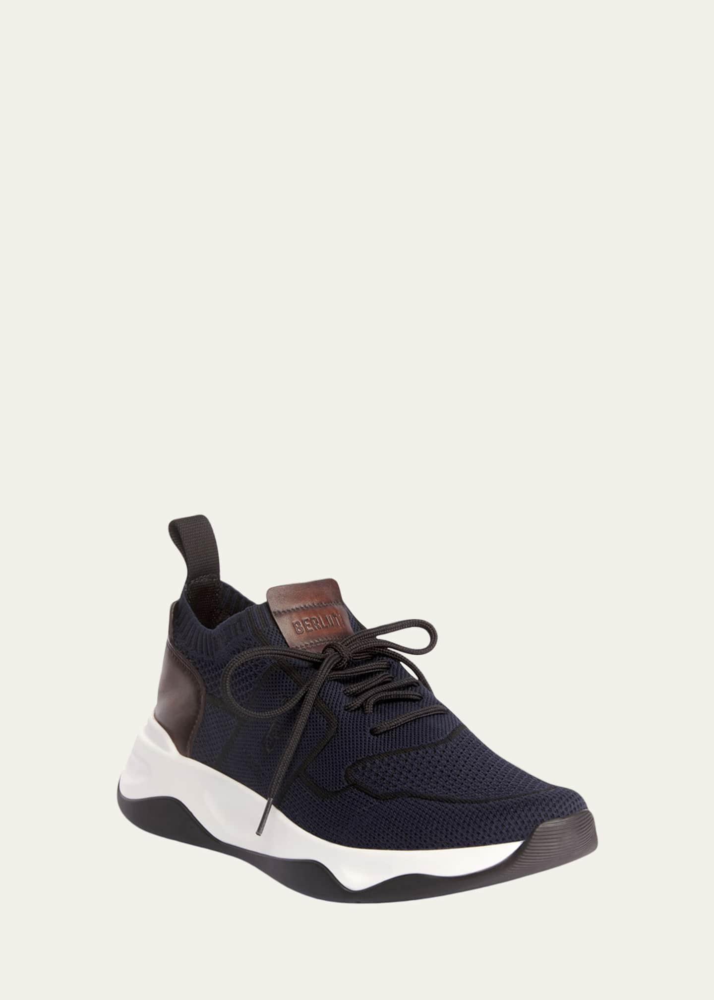 Shadow Knit and Leather Sneaker - Size: 6 - Men - Berluti