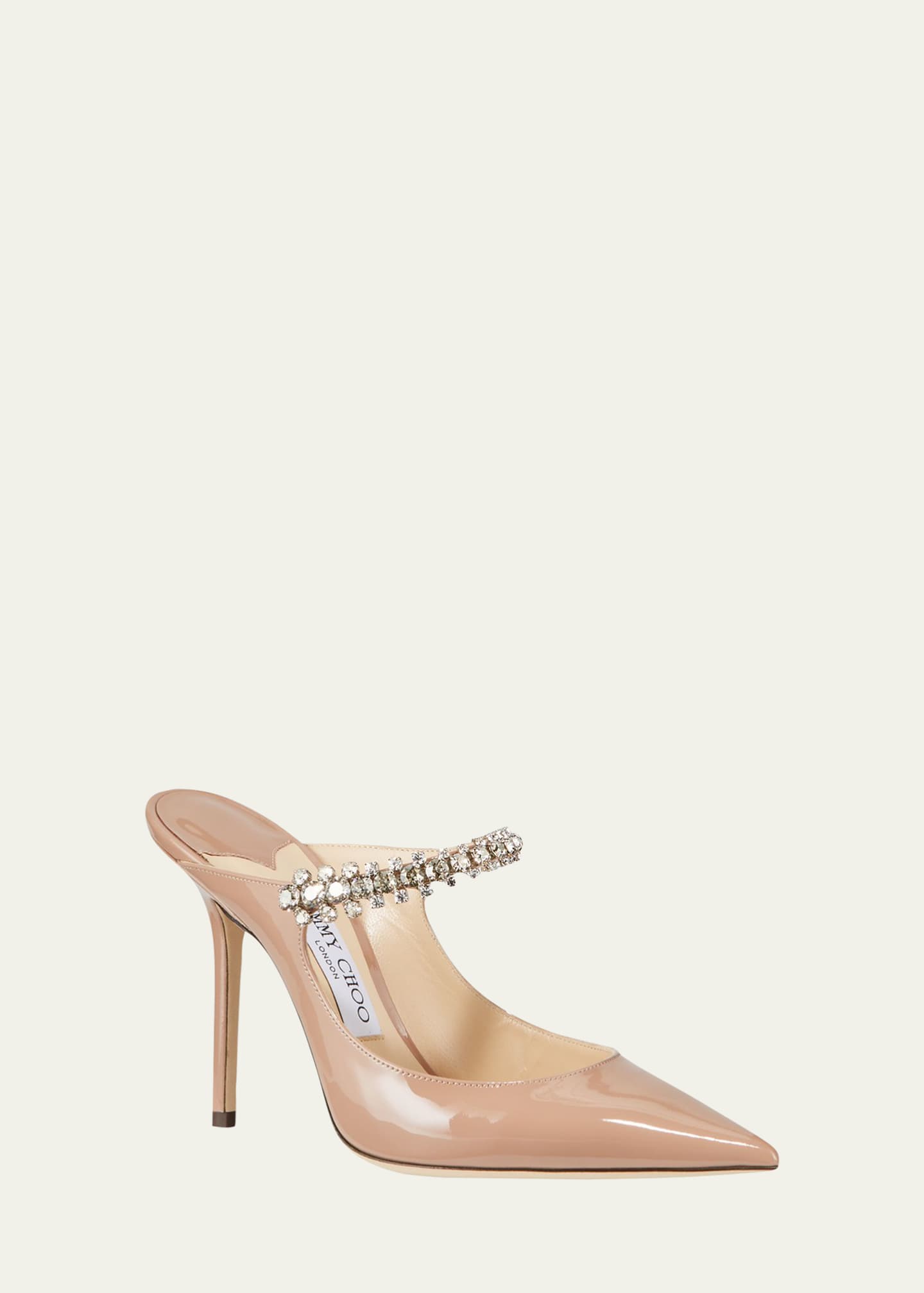 Jimmy Choo Bing Patent Crystal-Strap High-Heel Pumps Image 2 of 3