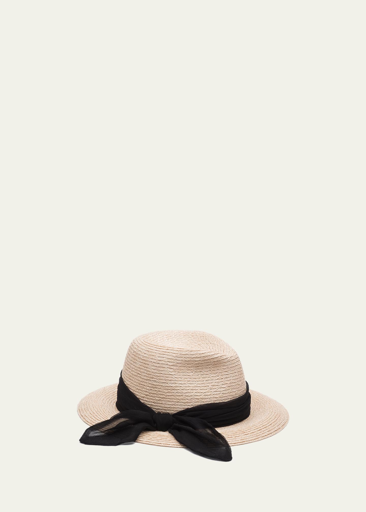 Eugenia Kim Lillian Woven Fedora Hat w/ Scarf Band - Bergdorf Goodman