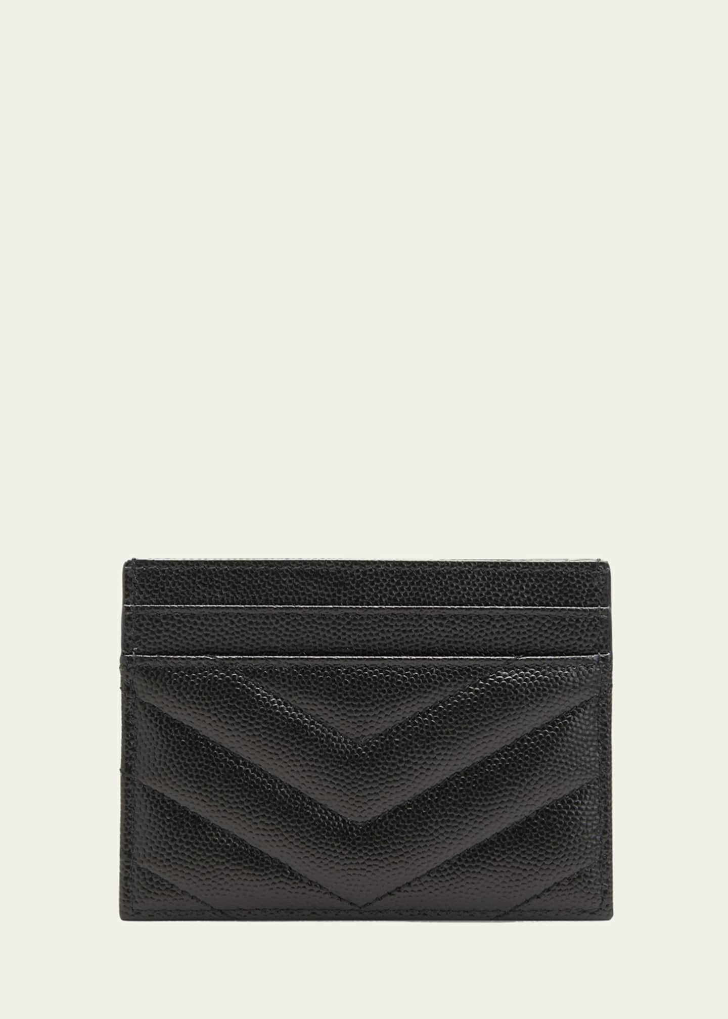 Saint Laurent Ysl Monogram Card Case in Grained Leather Black