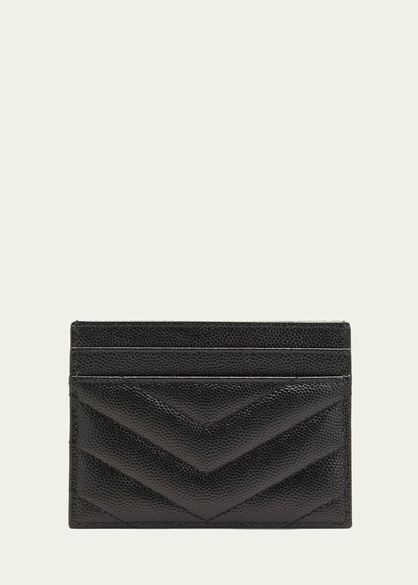 Saint Laurent YSL Monogram Quilted Grain de Poudre Card Case