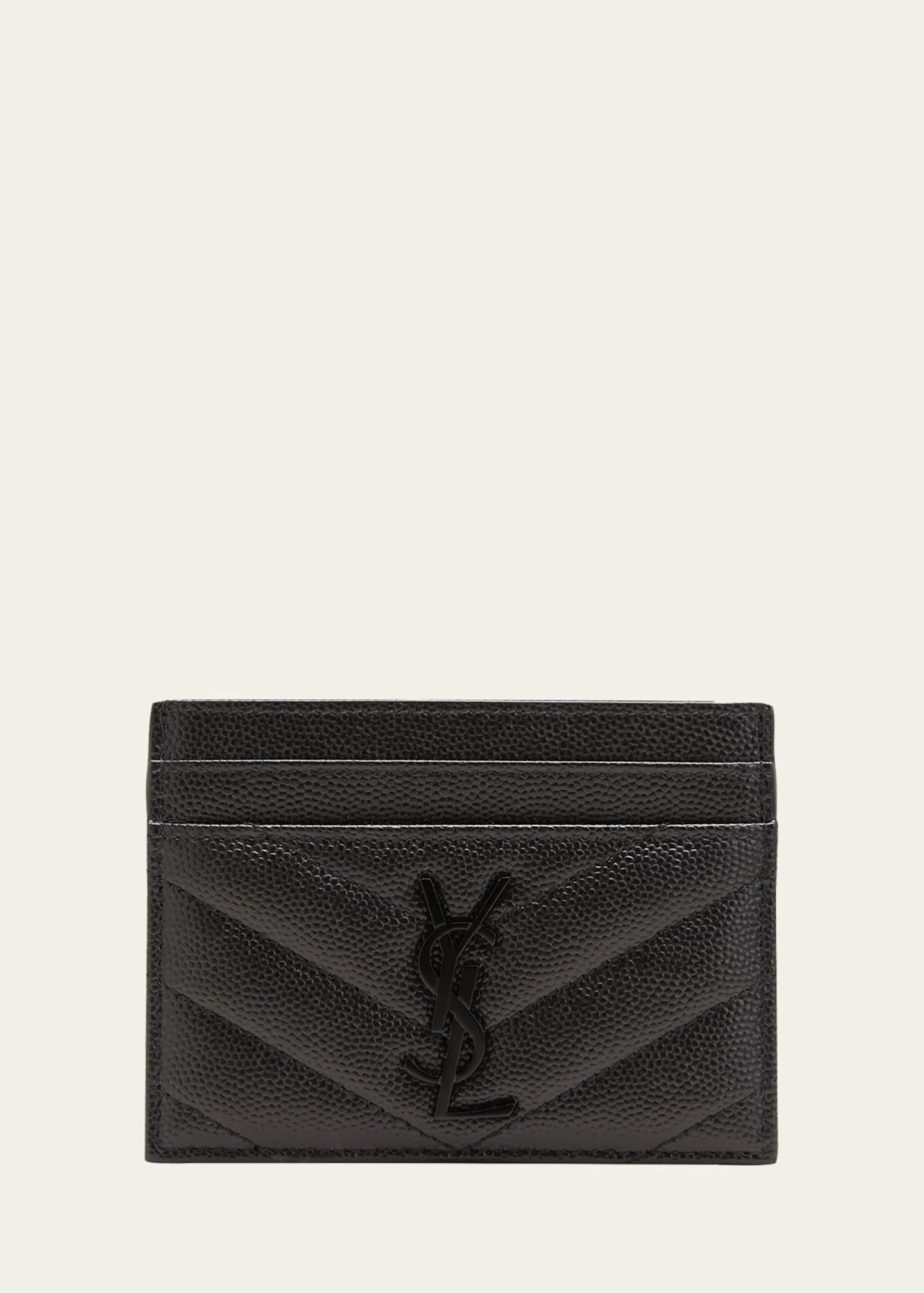 Saint Laurent YSL Monogram Card Case in Grained Leather Image 1 of 4