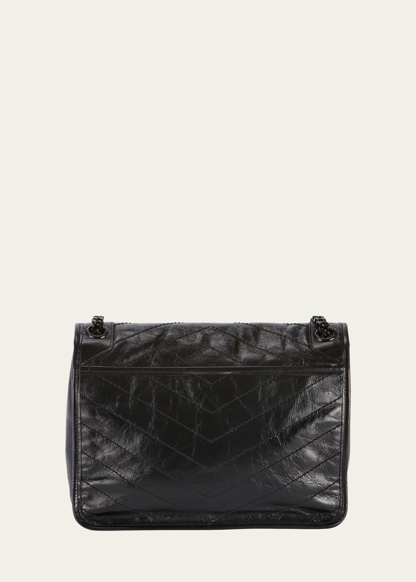 SAINT LAURENT Niki Baby in Crinkled leather in Black