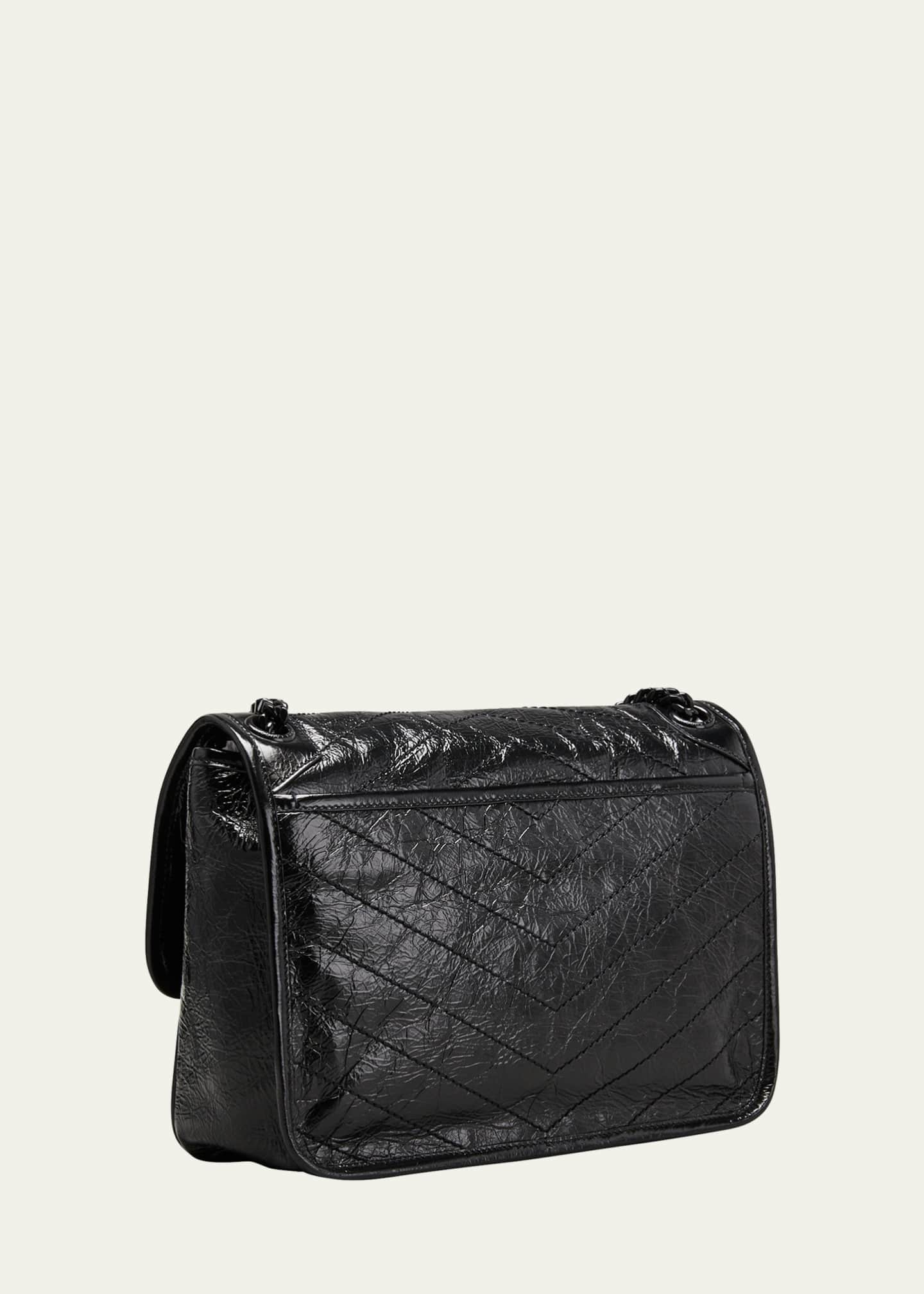 Saint Laurent Niki Medium YSL Crinkled Calfskin Flap Shoulder Bag