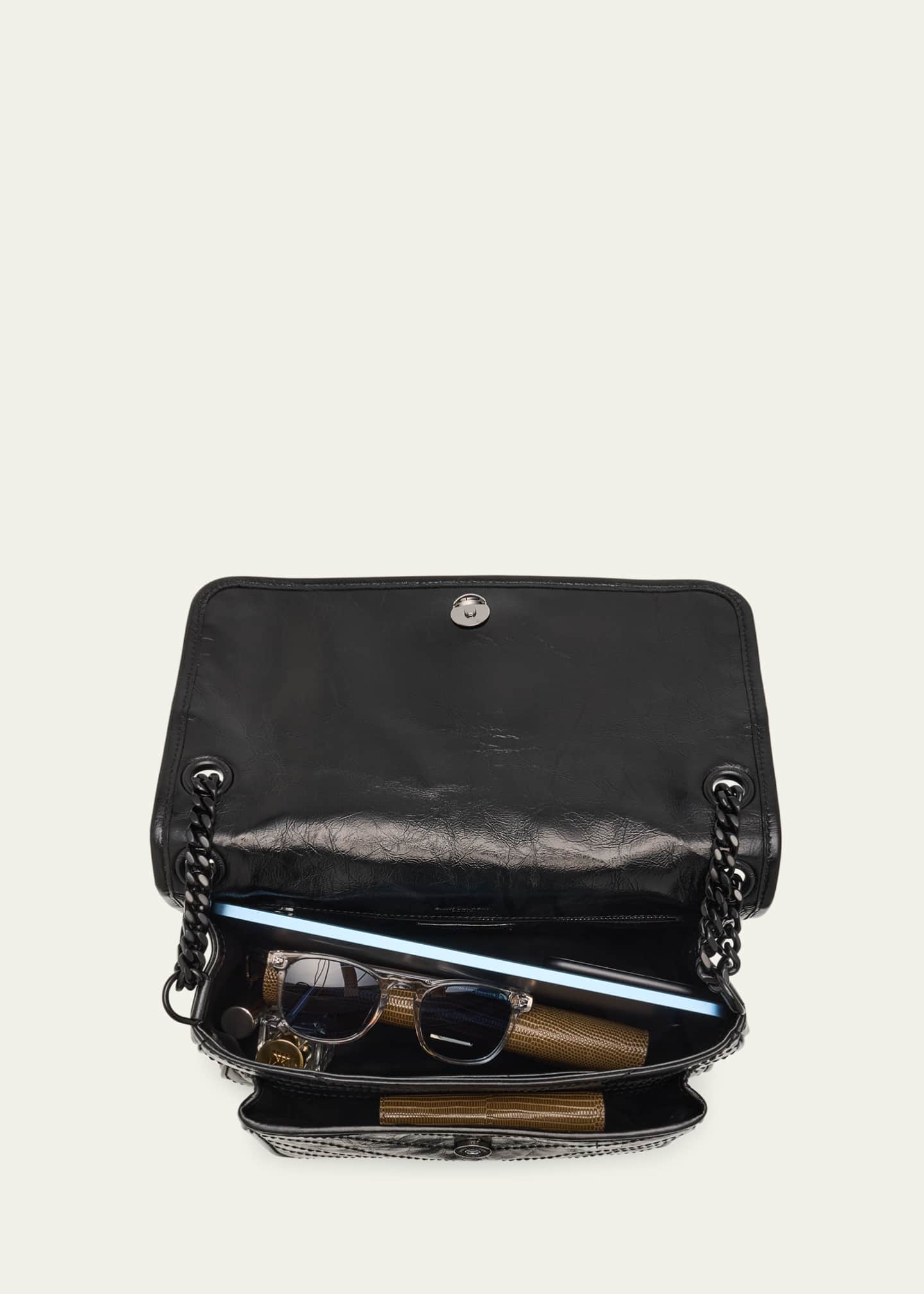 NY28 Saint Laurent Niki Medium Flap YSL Shoulder Bag in Crinkled