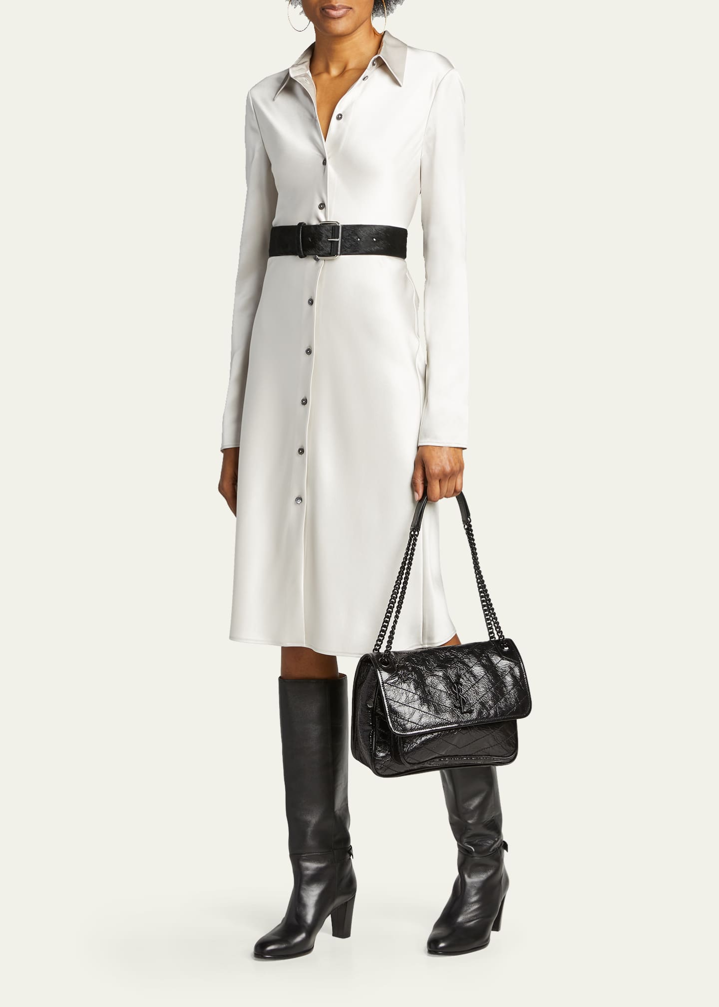 Saint Laurent Niki Medium Flap YSL Shoulder Bag in Crinkled Leather Image 5 of 5
