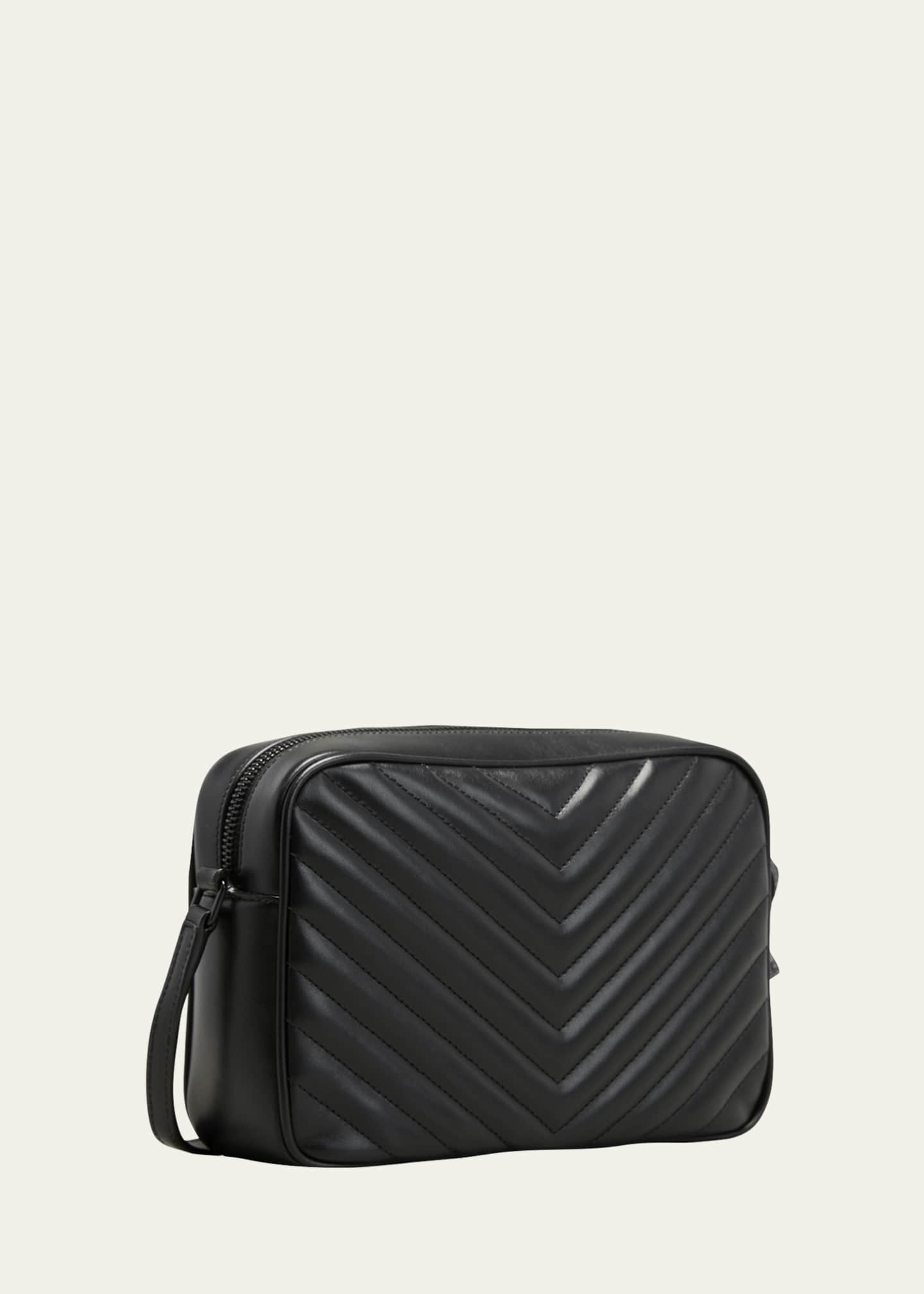 Saint Laurent Lou Matelasse Calfskin Leather Camera Bag in Noir