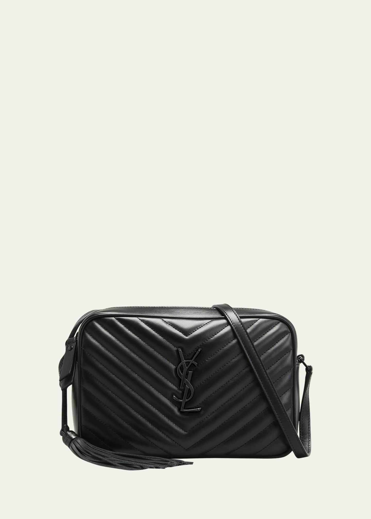 Saint Laurent Lou Matelasse Calfskin Leather Camera Bag in Noir