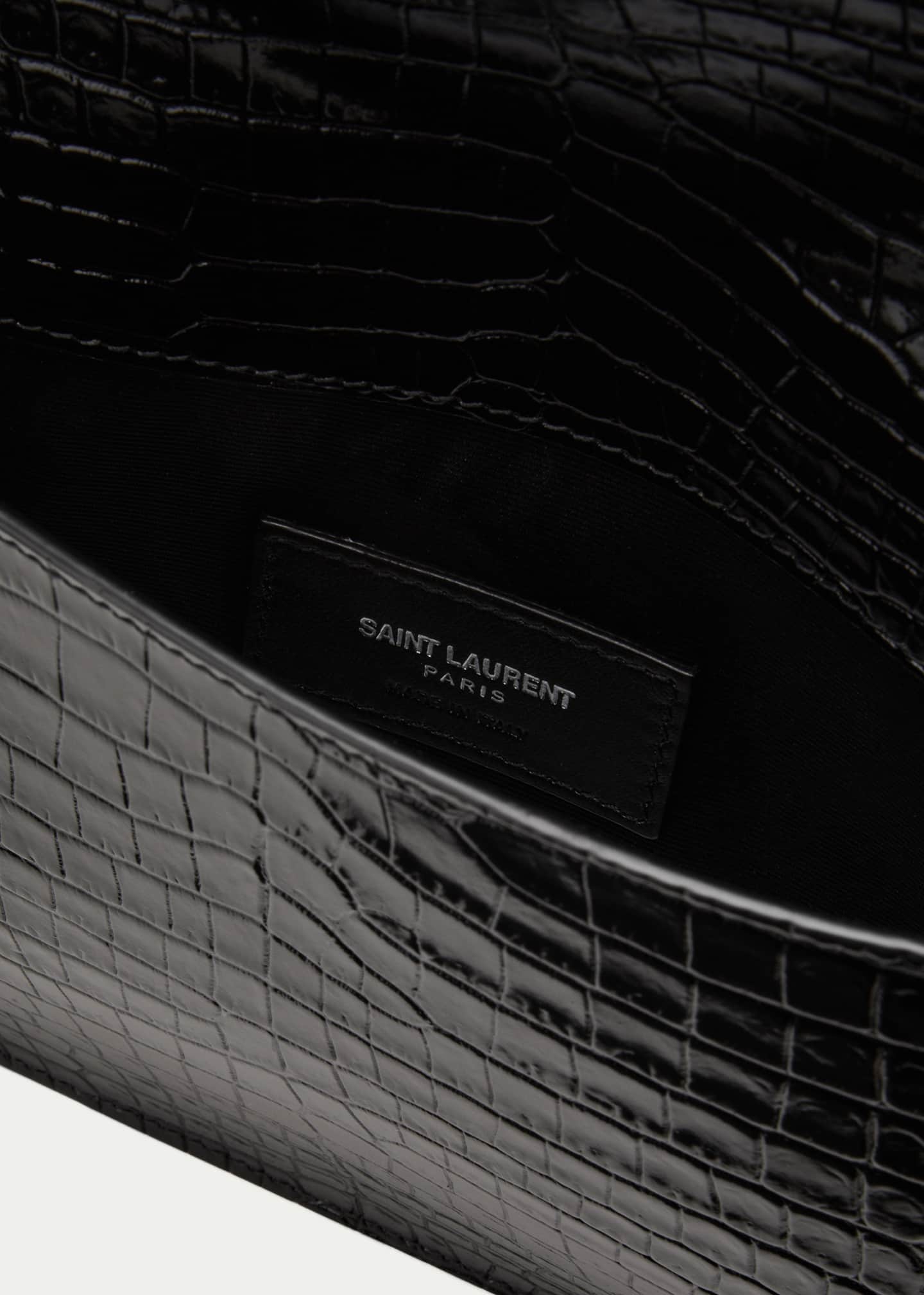 Saint Laurent Uptown YSL Pouch in Croc-Embossed Leather - Bergdorf
