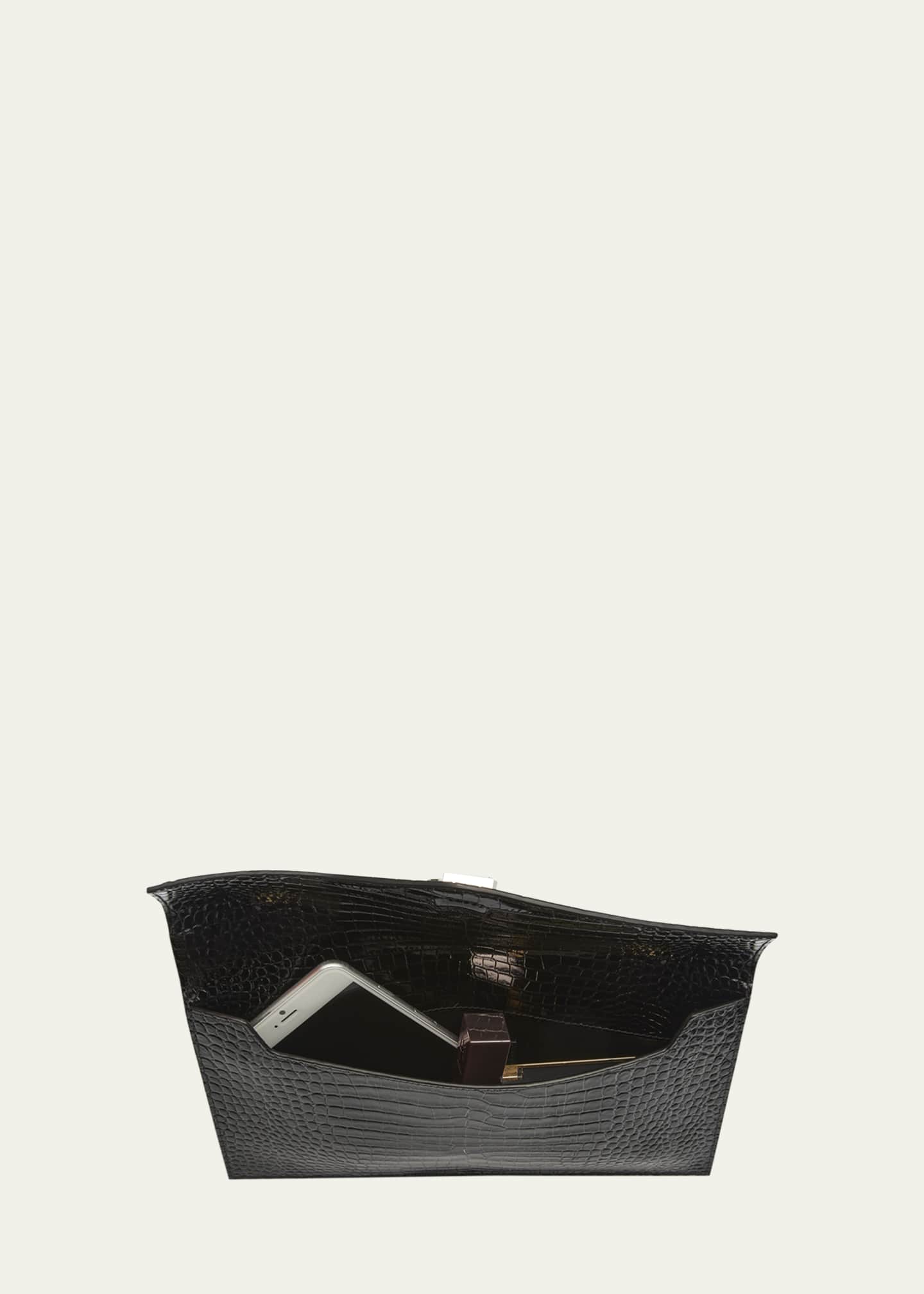 Saint Laurent Uptown YSL Pouch in Croc-Embossed Leather