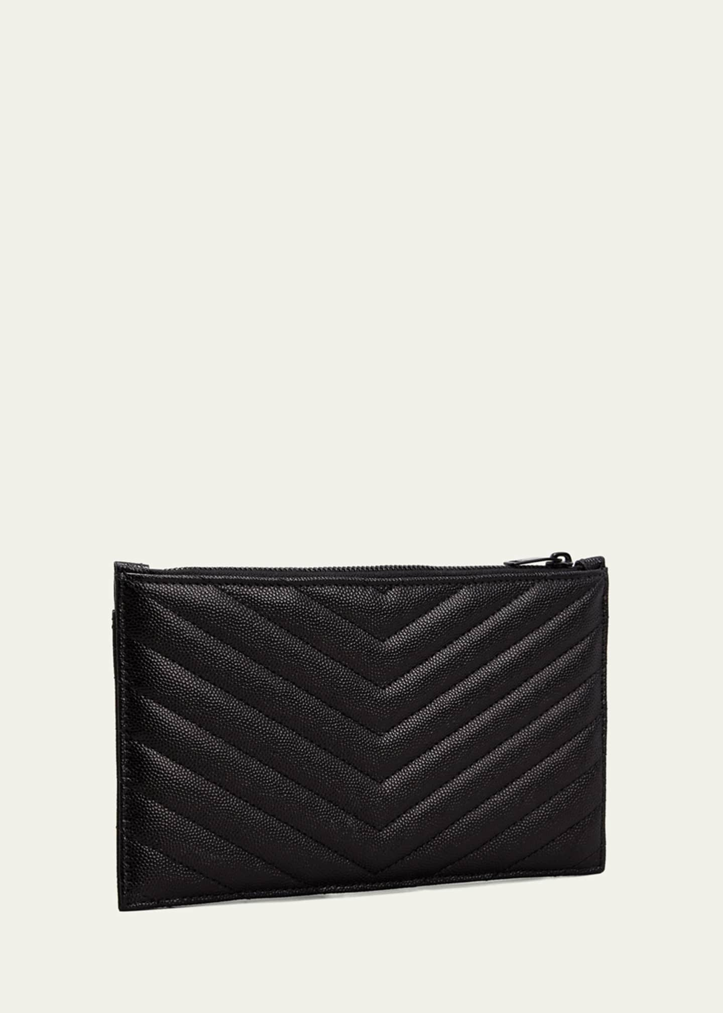 Saint Laurent Monogram Chevron Quilted Bill Pouch In White