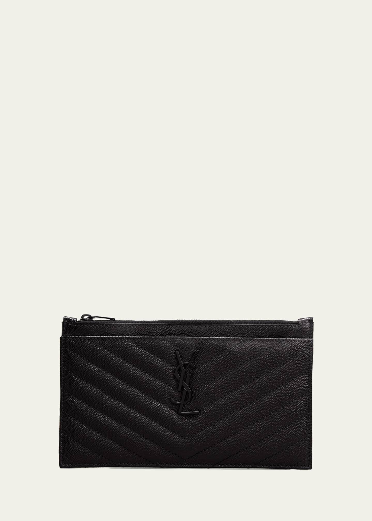 Saint Laurent YSL Monogram Small Ziptop Bill Pouch in Grained