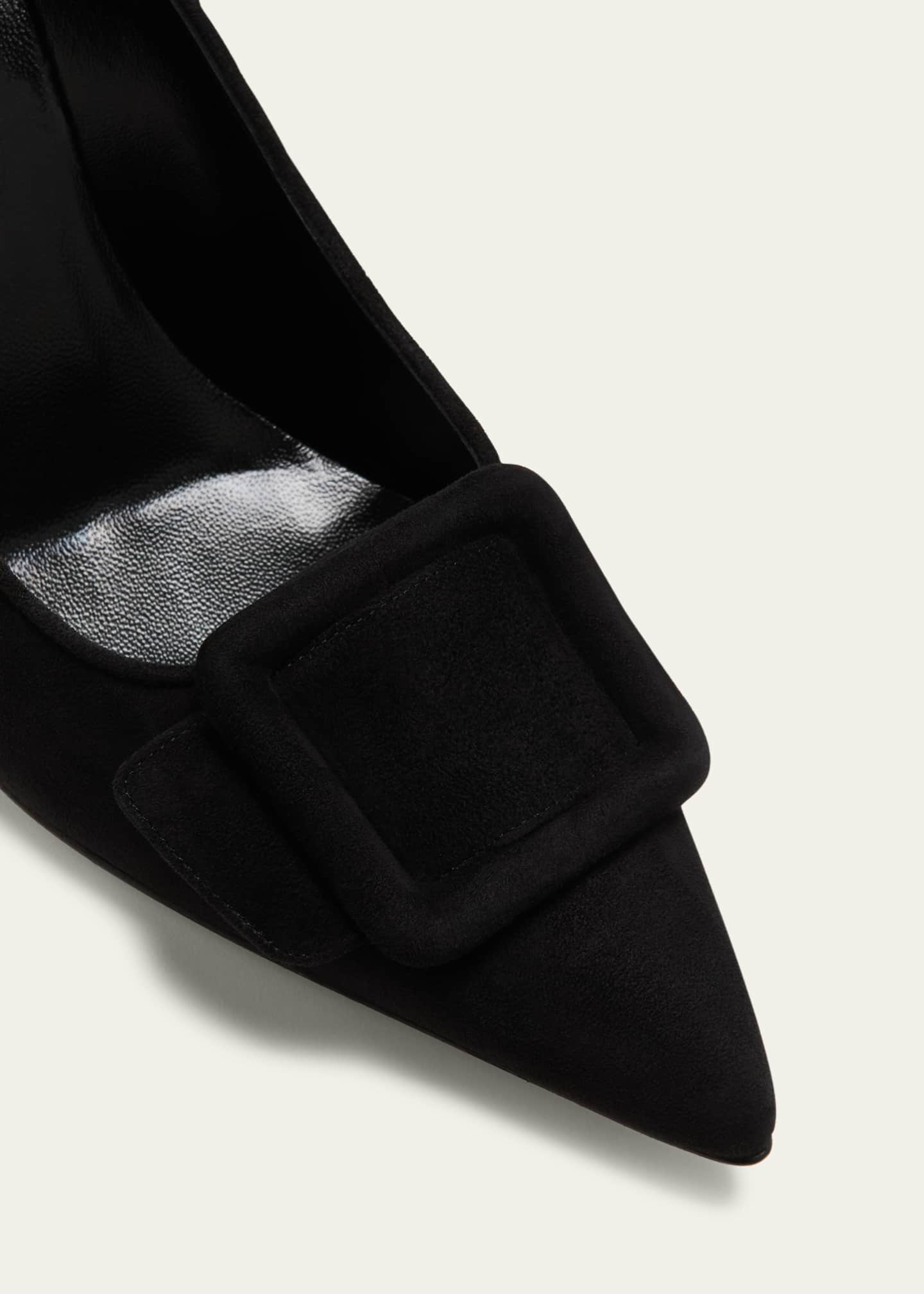 Manolo Blahnik Maysale Suede Pointed-Toe Buckle Pumps Image 5 of 5