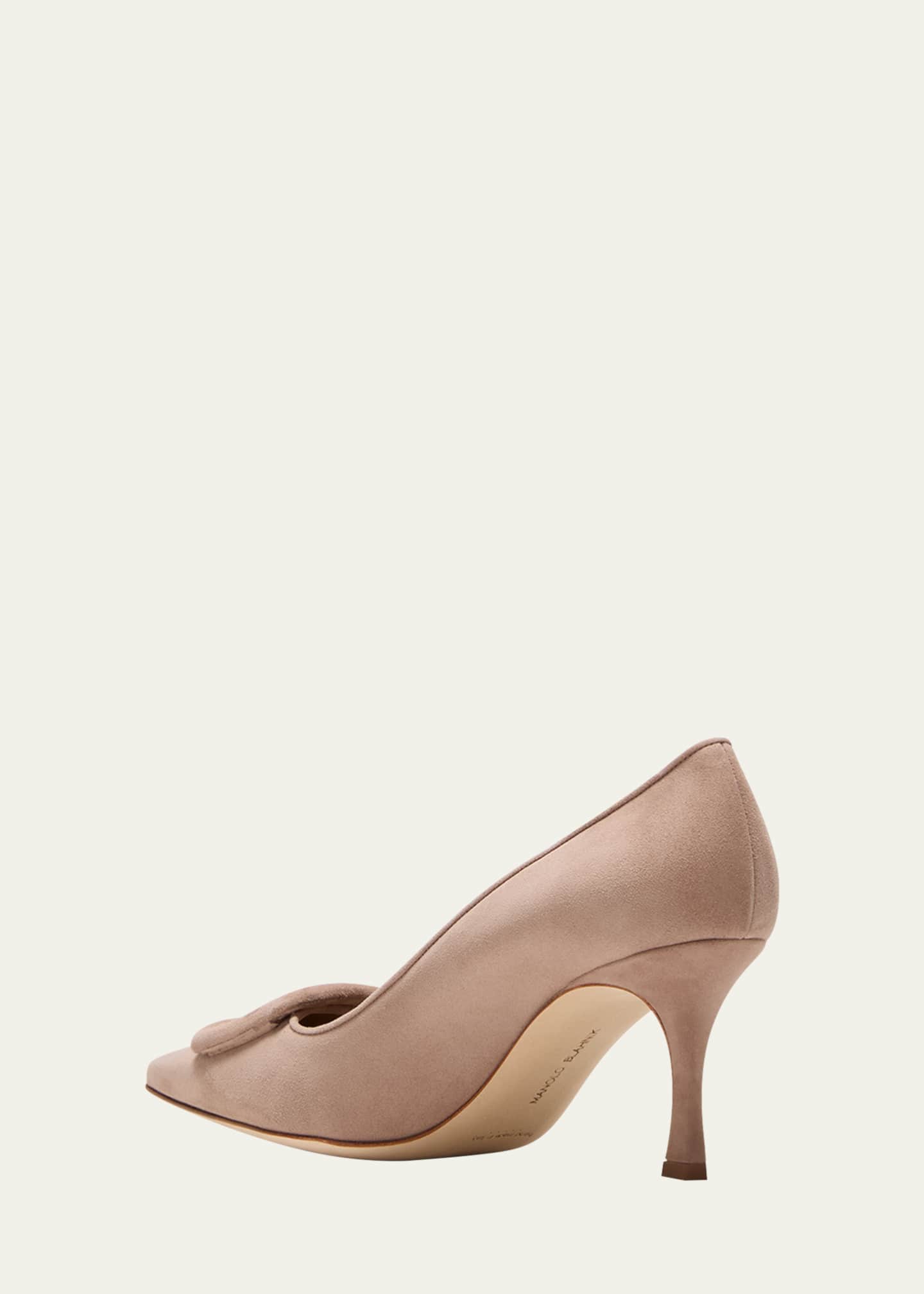 Manolo Blahnik Maysale Suede Pointed-Toe Buckle Pumps Image 4 of 5