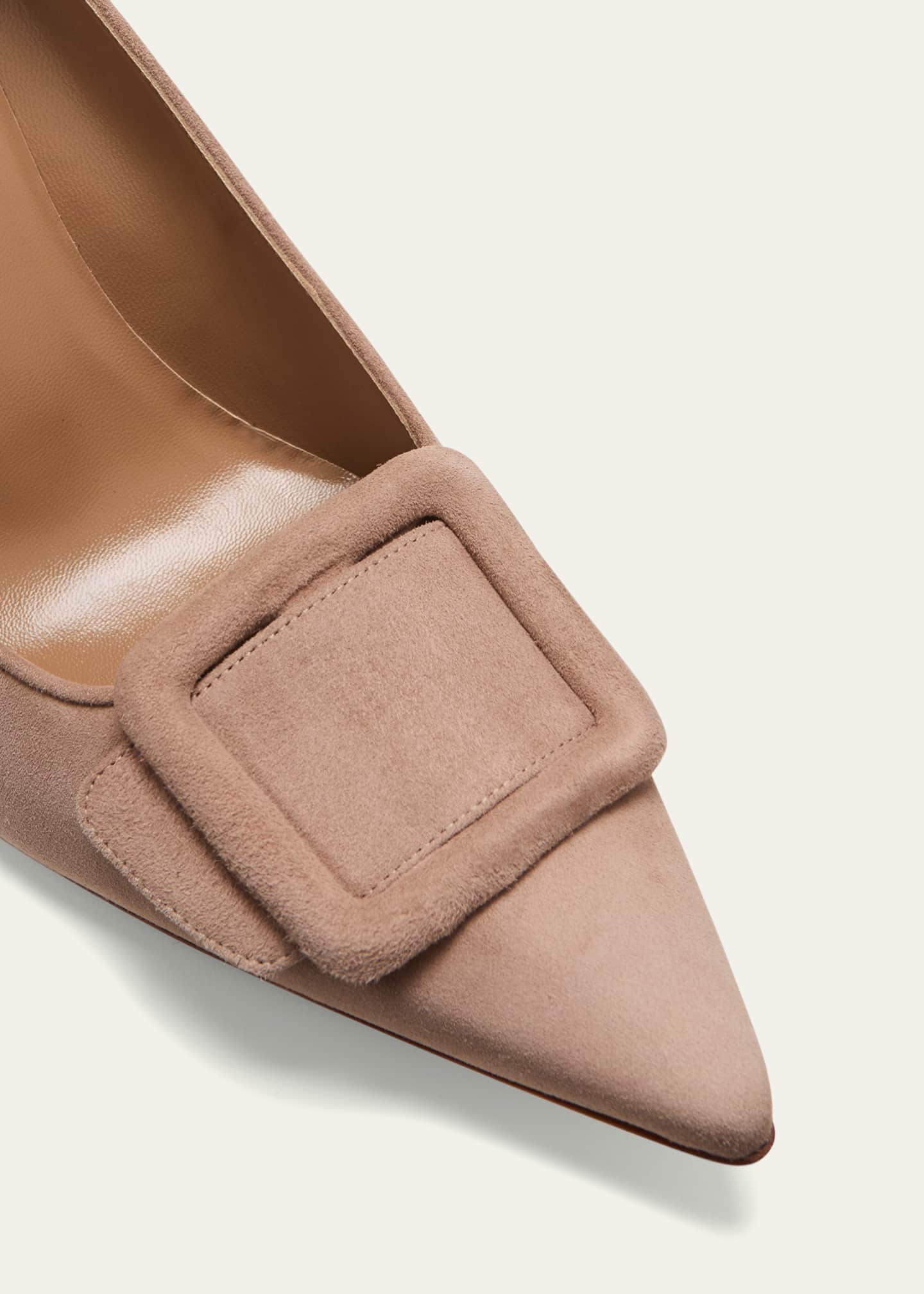 Manolo Blahnik Maysale Suede Pointed-Toe Buckle Pumps Image 5 of 5