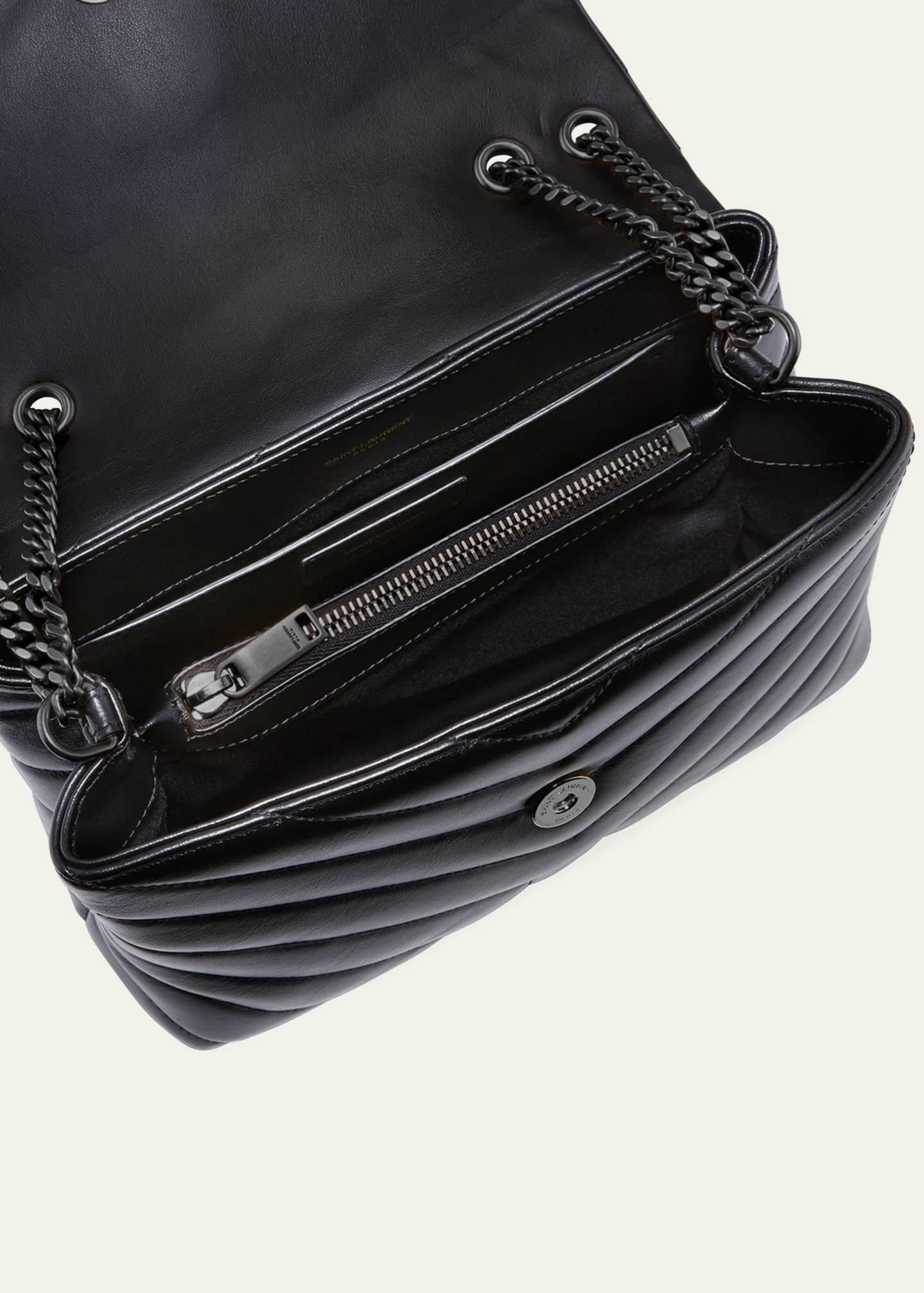 Black Loulou small quilted leather shoulder bag, Saint Laurent