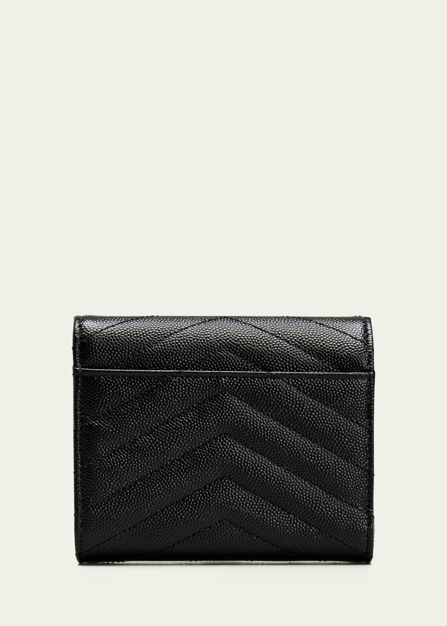 Saint Laurent Grain de Poudre Monogram Small Tri-Fold Wallet (SHF