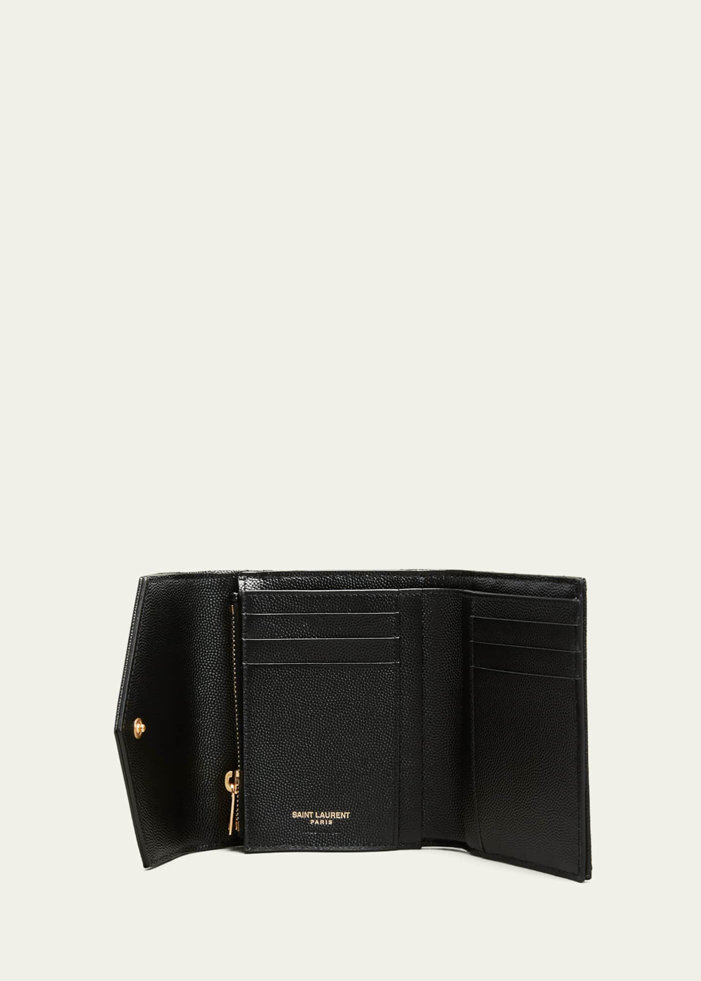 Saint Laurent YSL Monogram Trifold Wallet in Grained Leather Bergdorf Goodman