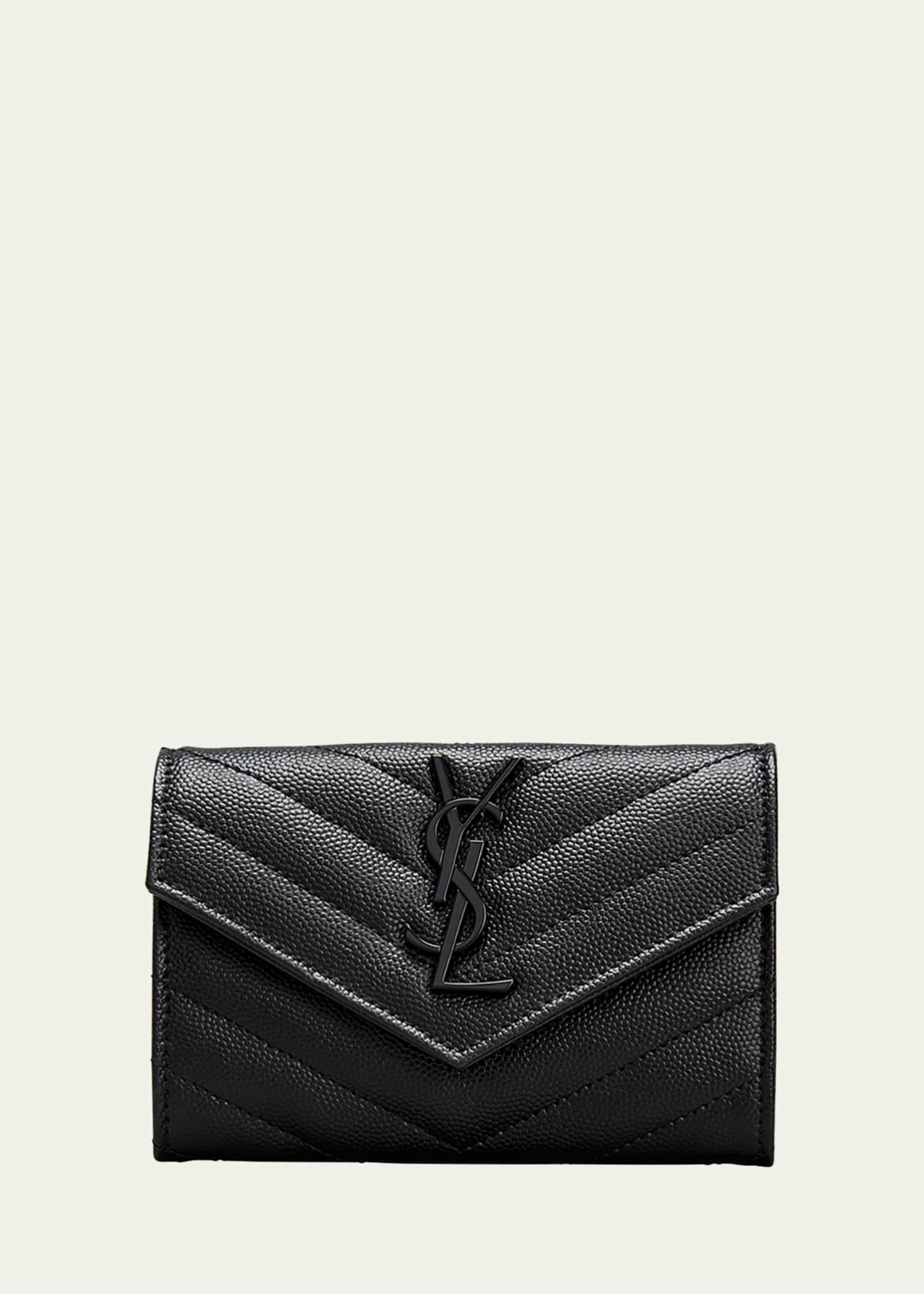 Saint Laurent Monogram Small Leather Wallet Black