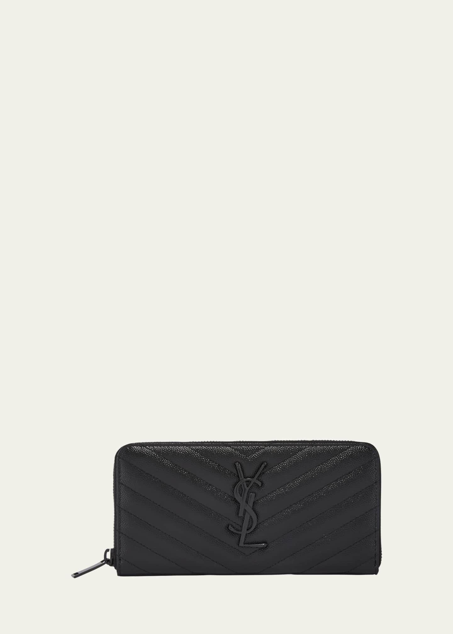 Saint Laurent Monogram Matelasse Leather Zip Wallet