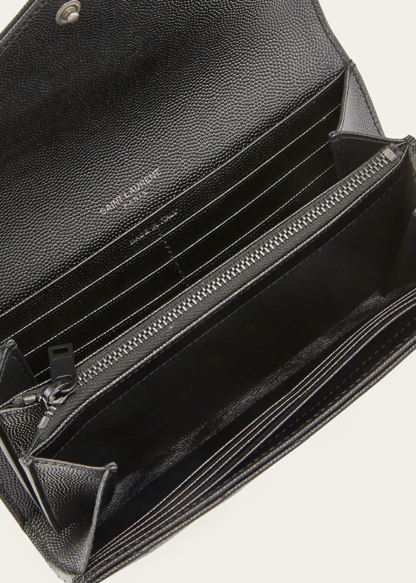 Saint Laurent Ysl Logo Quilted Flap Wallet - Black