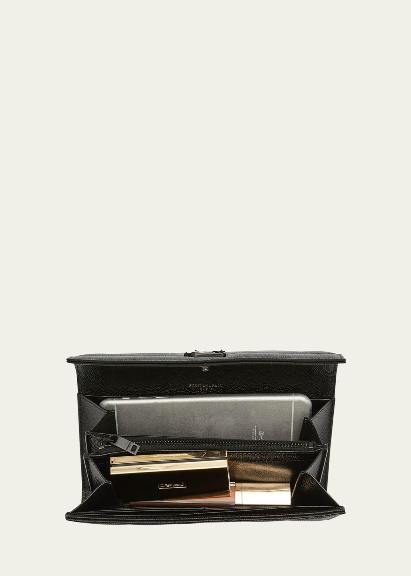 Saint Laurent YSL Monogram Large Flap Wallet in Grained