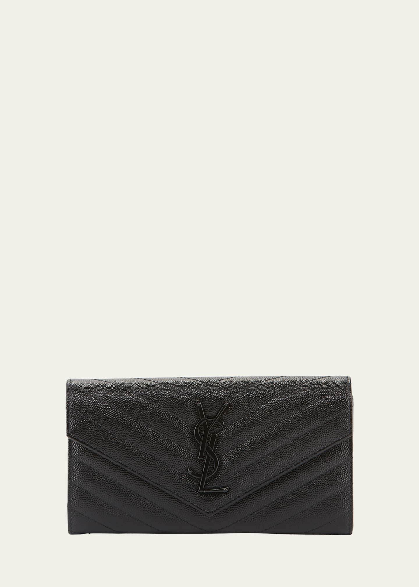 Shop Saint Laurent Cassandre Matelassé Flap Pouch In Quilted Grain