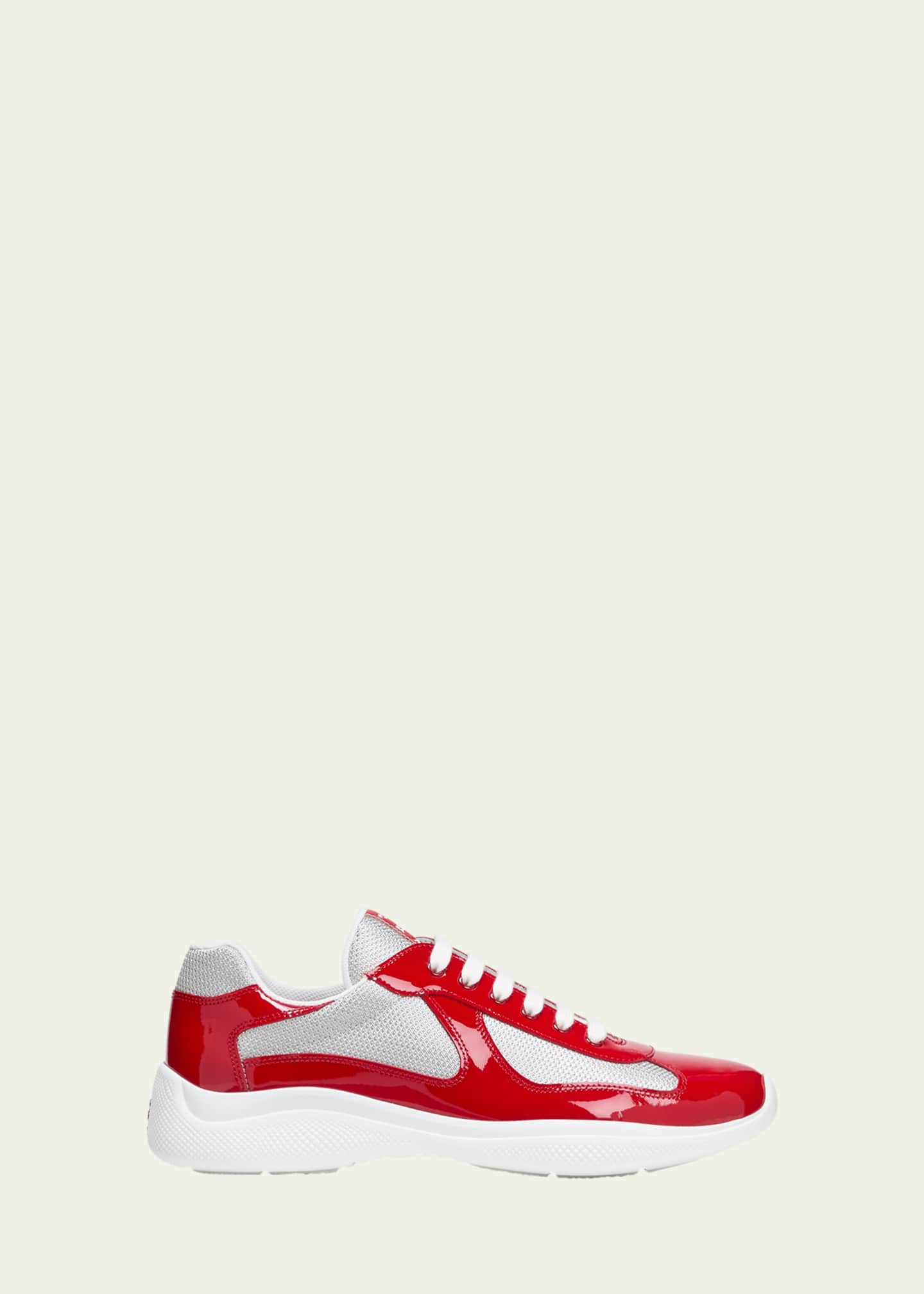 Prada Men's America's Cup Patent Leather Patchwork Sneakers Image 1 of 6