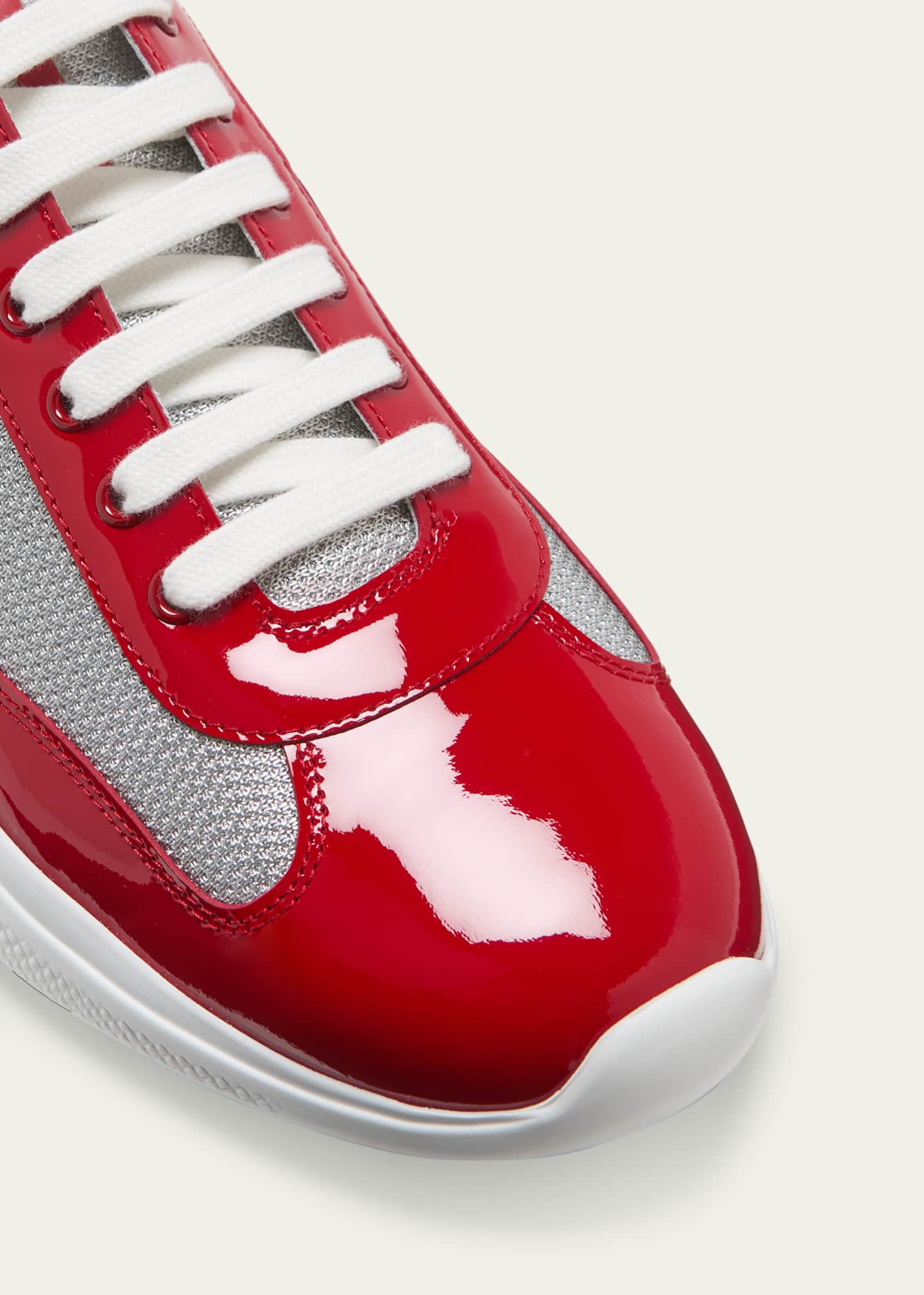 Prada Men's America's Cup Patent Leather Patchwork Sneakers Image 5 of 6