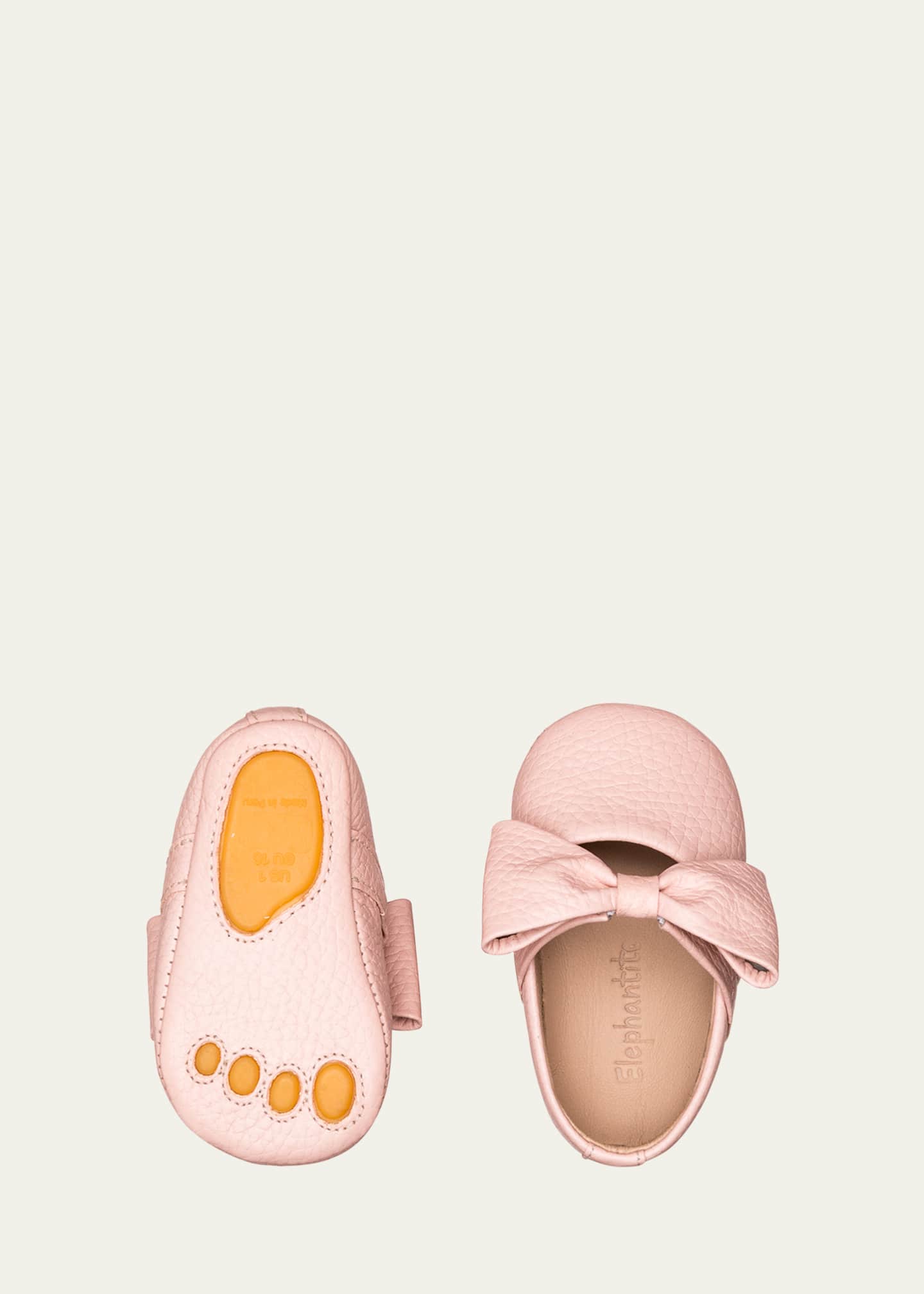 Elephantito Girl's Leather Ballet Flat w/ Bow, Baby Image 2 of 2