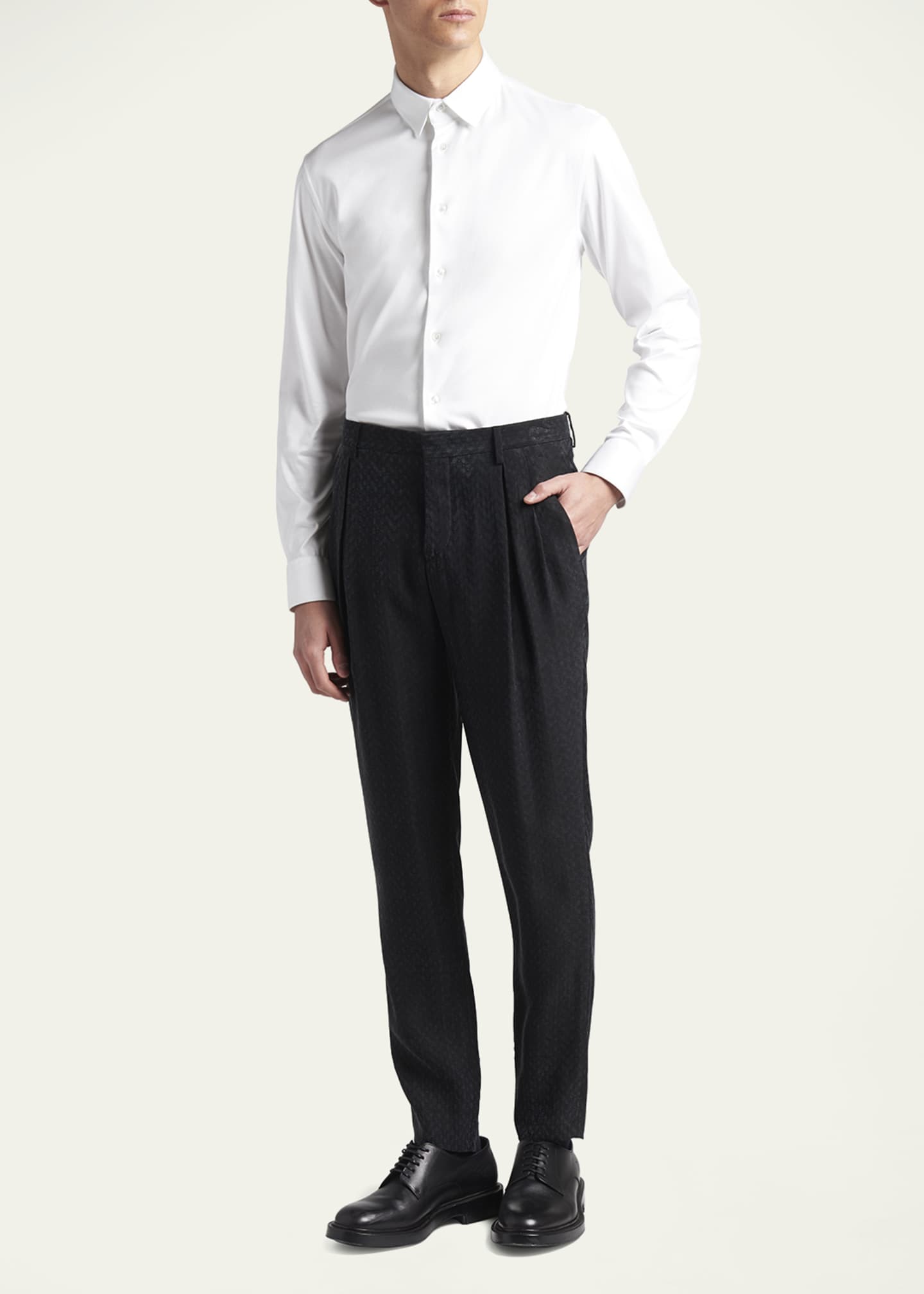 Giorgio Armani Men's Stretch Jersey Sport Shirt, Off White Image 2 of 5