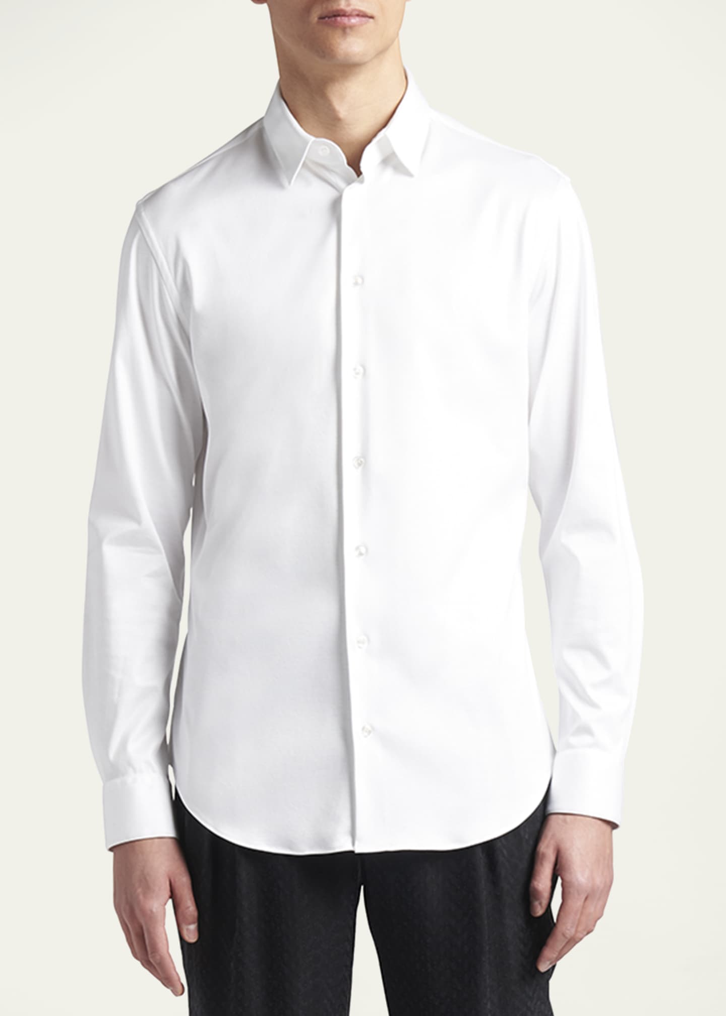 Giorgio Armani Men's Stretch Jersey Sport Shirt, Off White Image 4 of 5