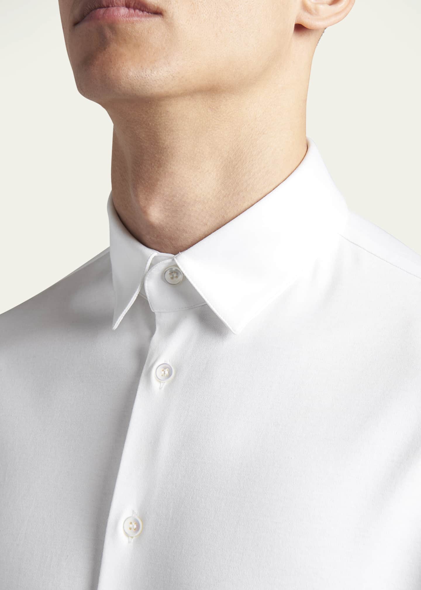 Giorgio Armani Men's Stretch Jersey Sport Shirt, Off White Image 5 of 5