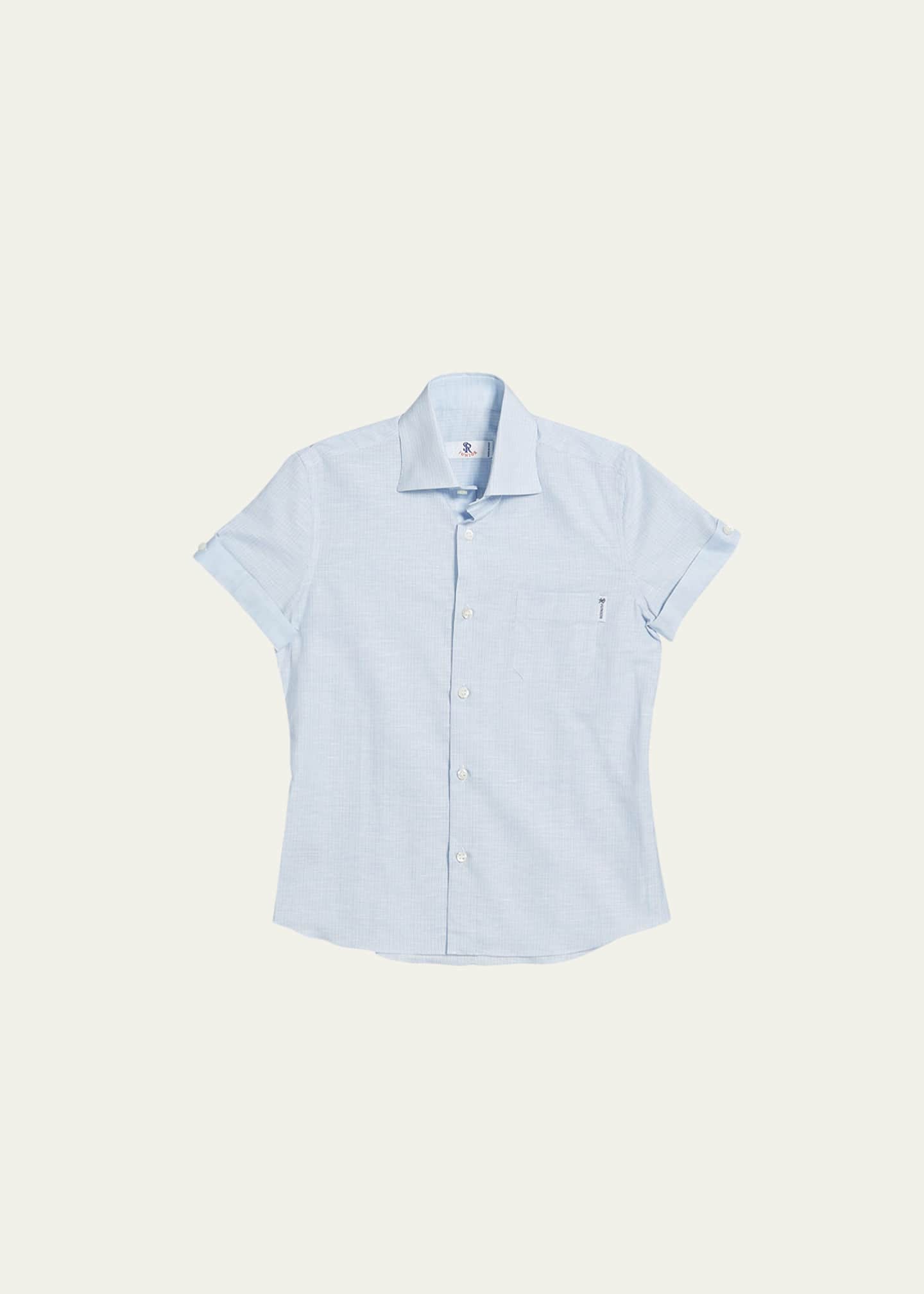 Stefano Ricci Kids' Striped Short-Sleeve Shirt, Size 6-14