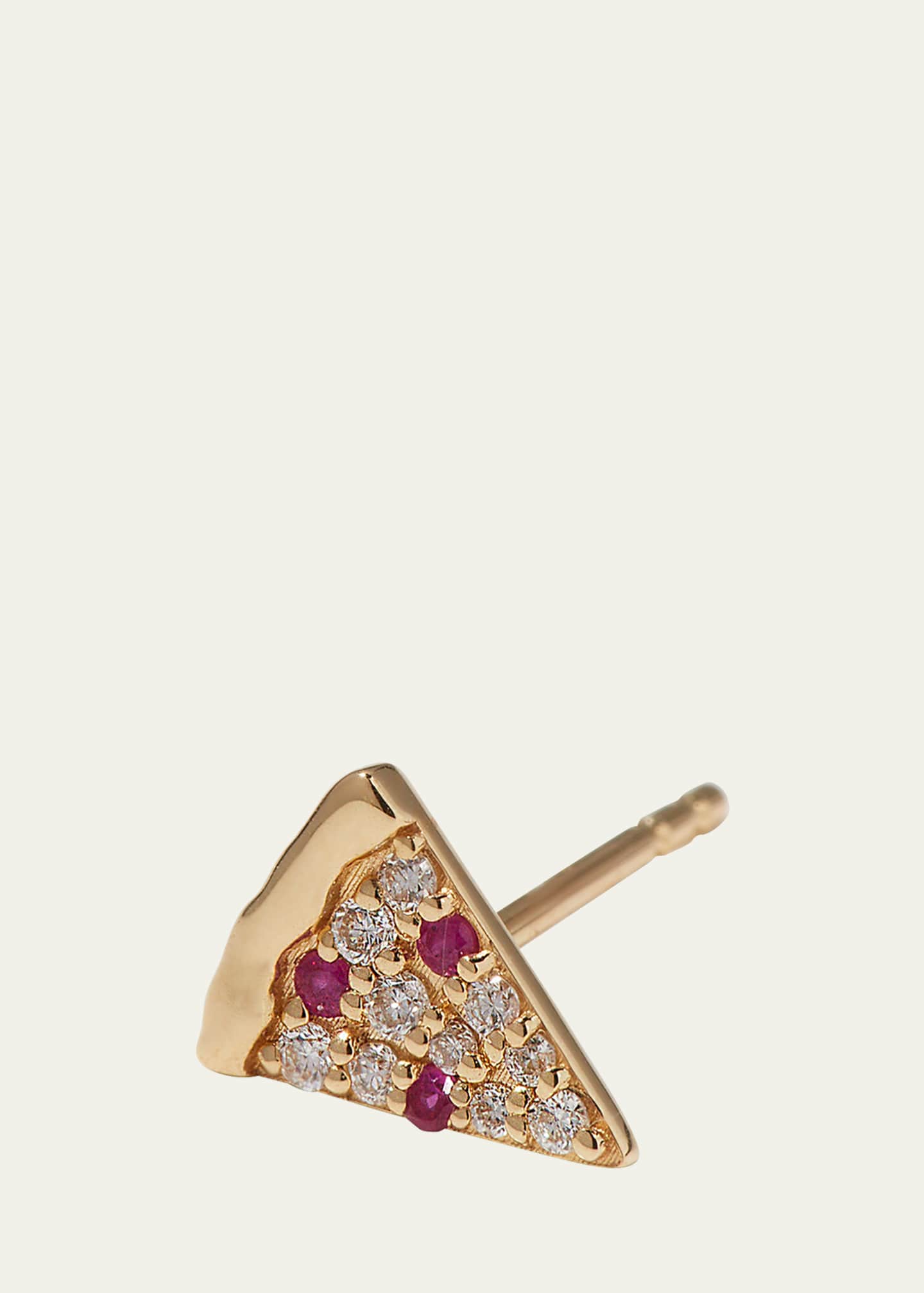 Sydney Evan 14k Diamond & Ruby Pizza Slice Earring, Single
