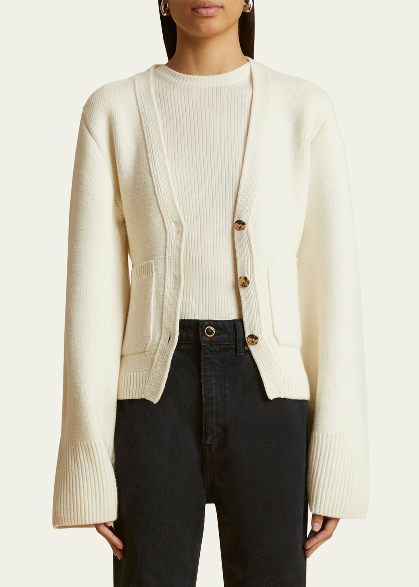 Khaite Scarlet Cashmere Cropped Cardigan Image 4 of 5