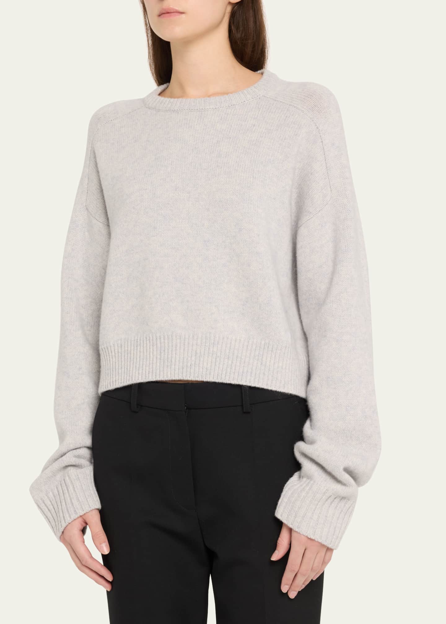 Loulou Studio Bruzzi Wool-Cashmere Raglan-Sleeve Crop Sweater Image 4 of 5