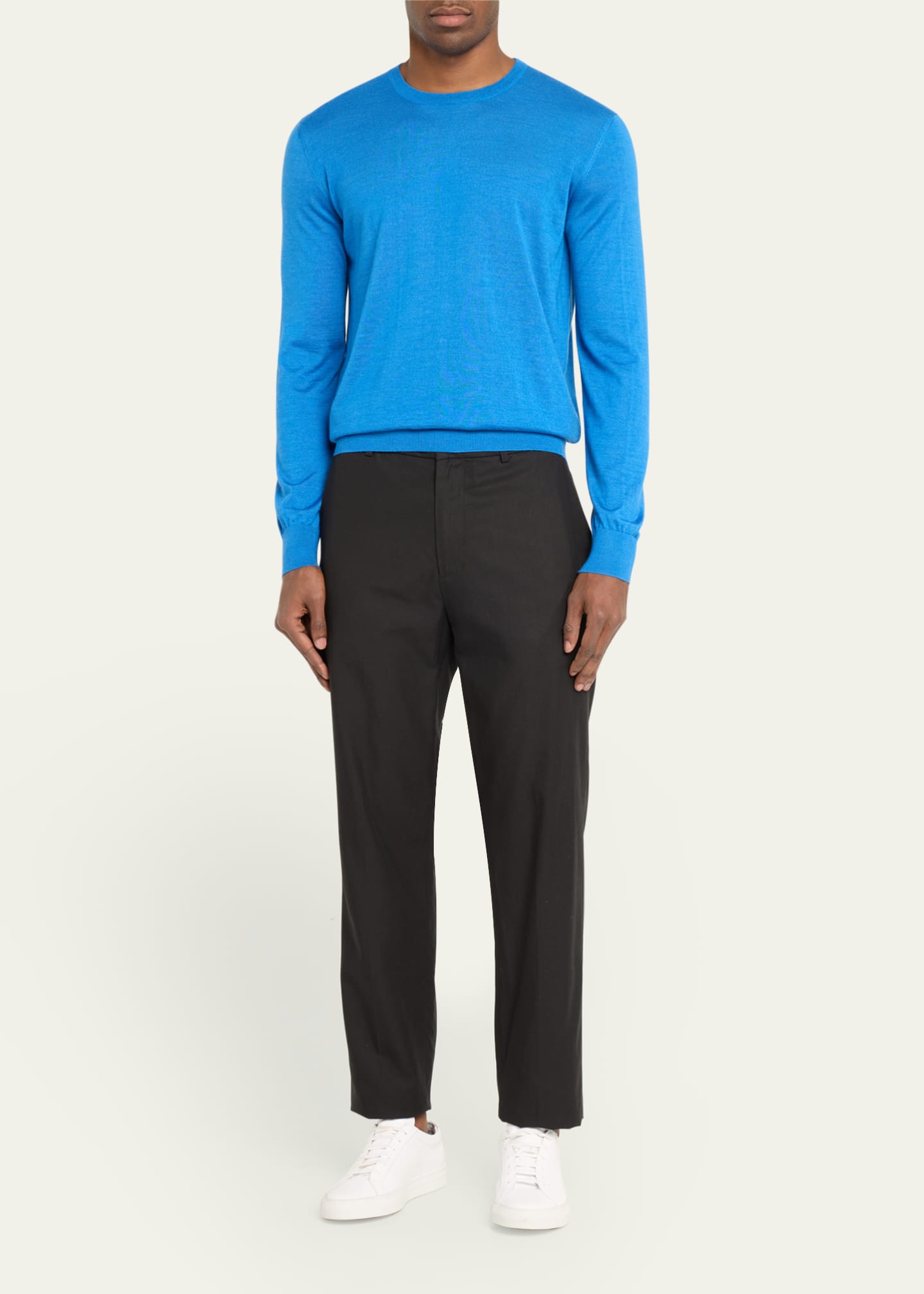 Charvet Men's Solid Cashmere-Silk Crewneck Sweater Image 2 of 5