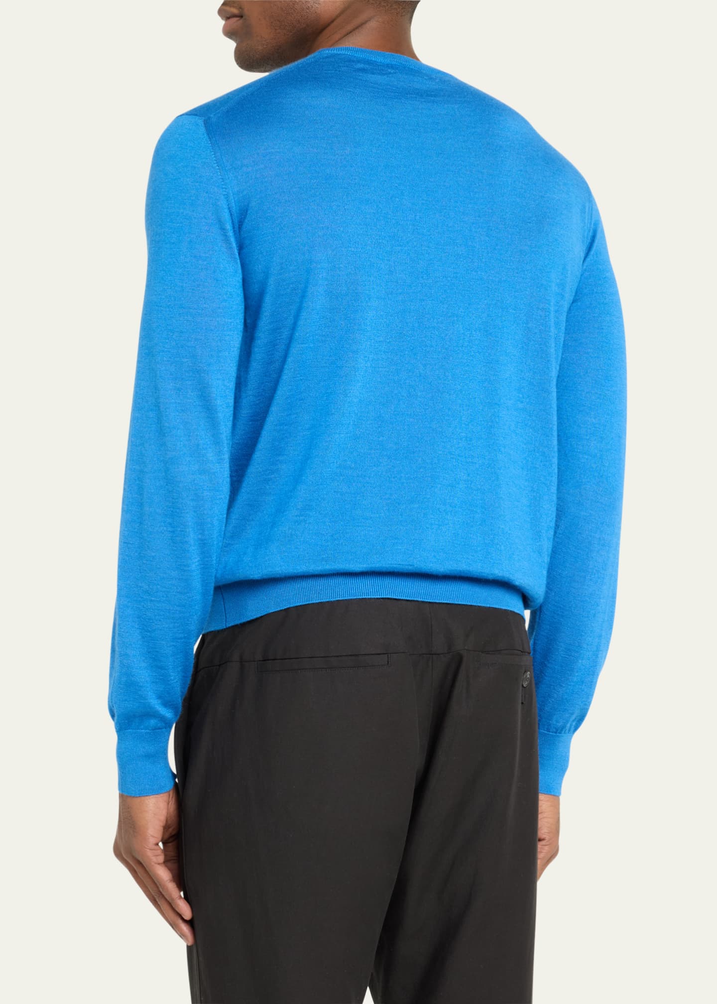 Charvet Men's Solid Cashmere-Silk Crewneck Sweater Image 3 of 5