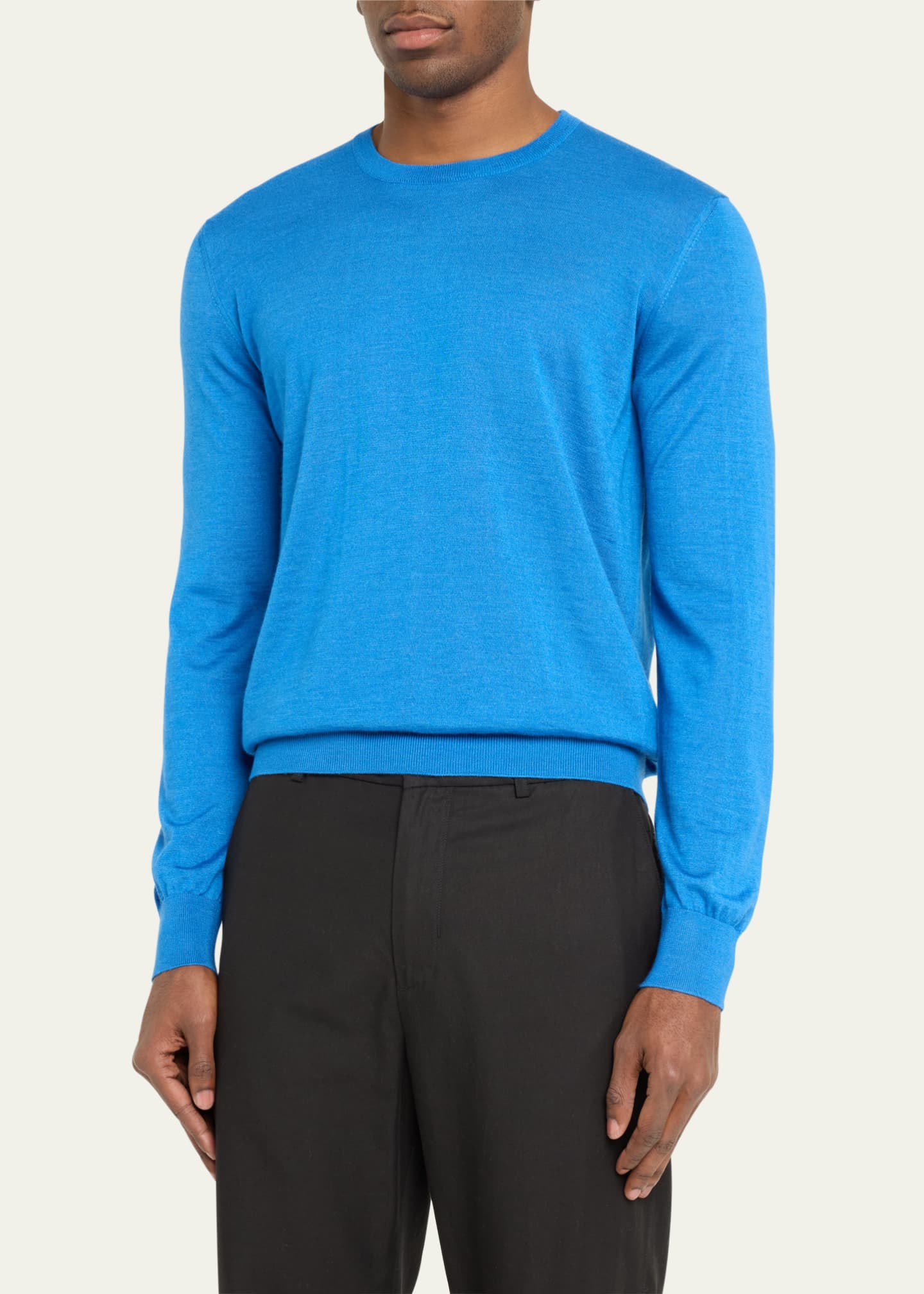 Charvet Men's Solid Cashmere-Silk Crewneck Sweater Image 4 of 5
