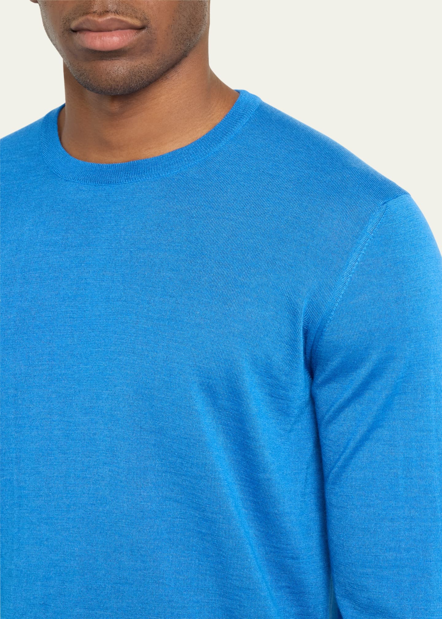 Charvet Men's Solid Cashmere-Silk Crewneck Sweater Image 5 of 5