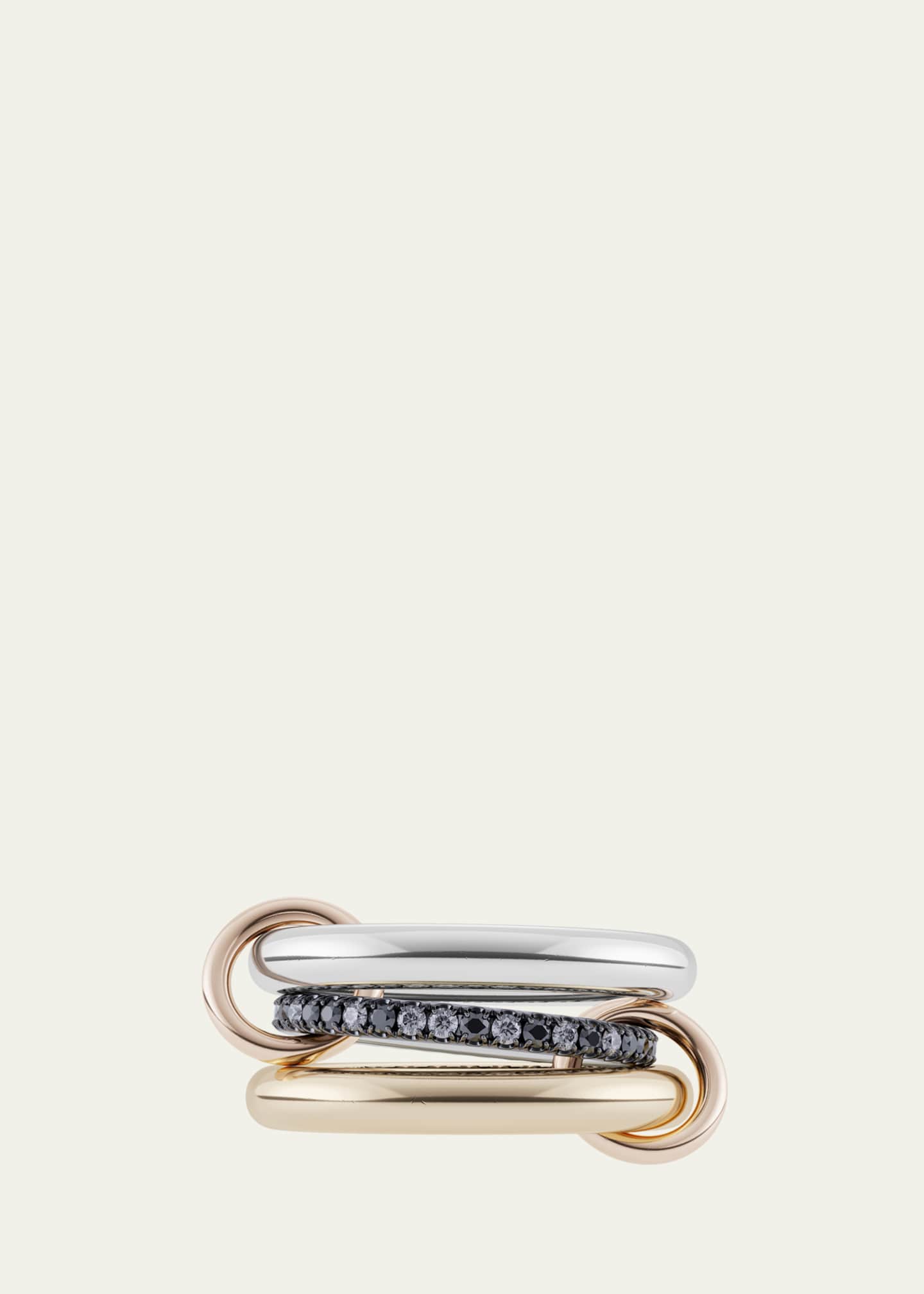Spinelli Kilcollin Libra 18k Gold and Silver 3-Link Ring with Micropave Diamonds
