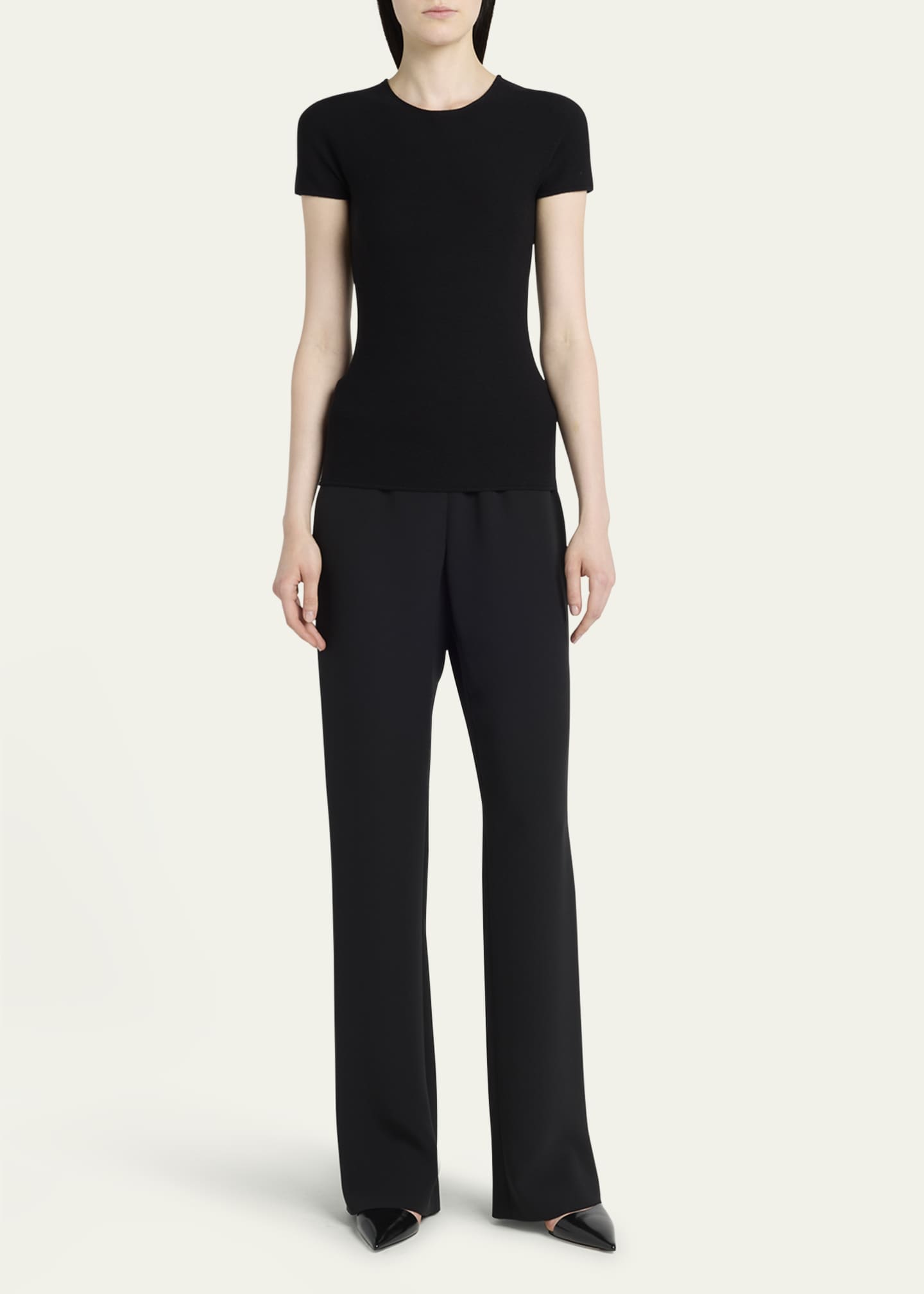 Giorgio Armani Scoop-Neck Short-Sleeve Tee, Black Image 2 of 5