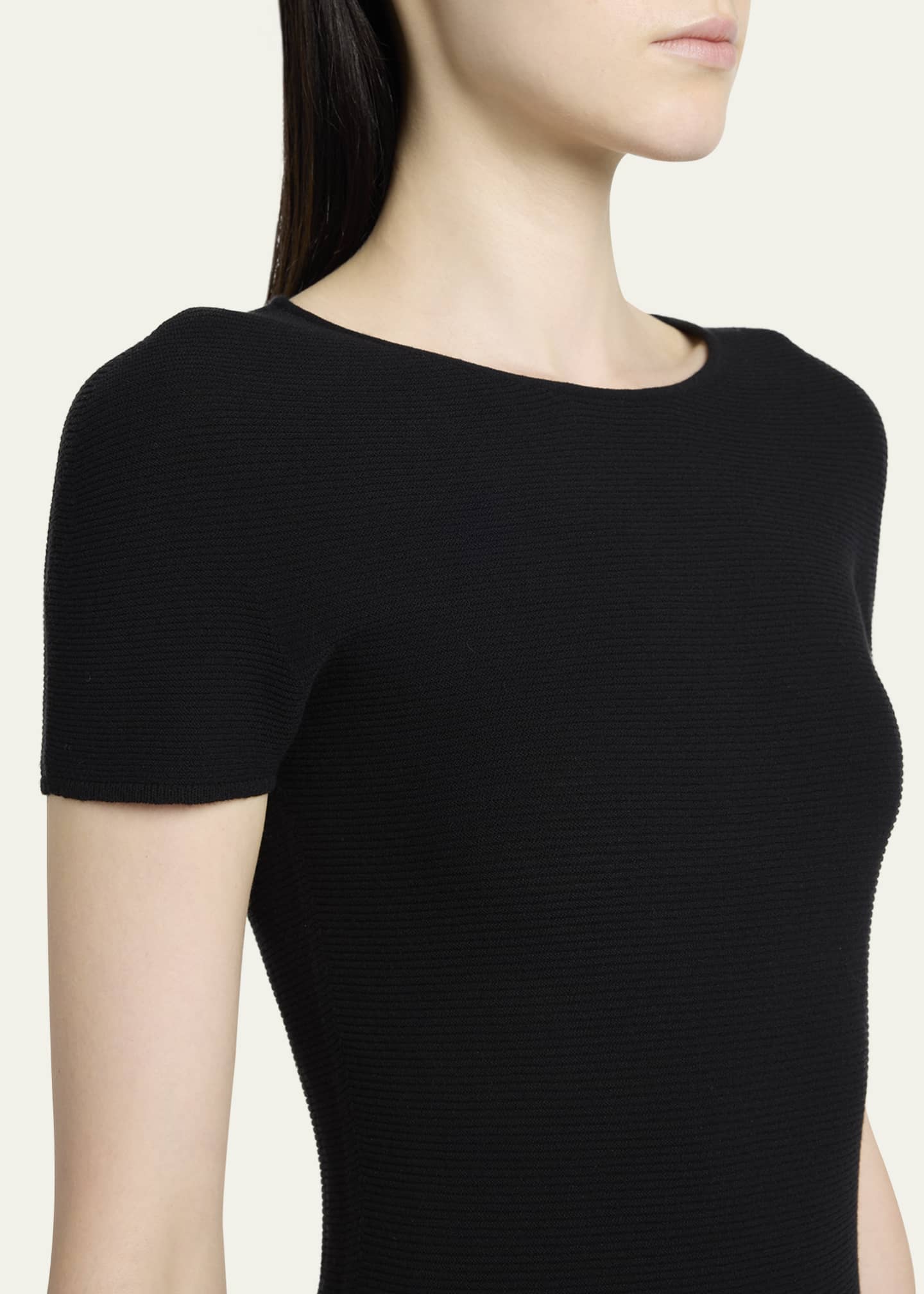 Giorgio Armani Scoop-Neck Short-Sleeve Tee, Black Image 5 of 5