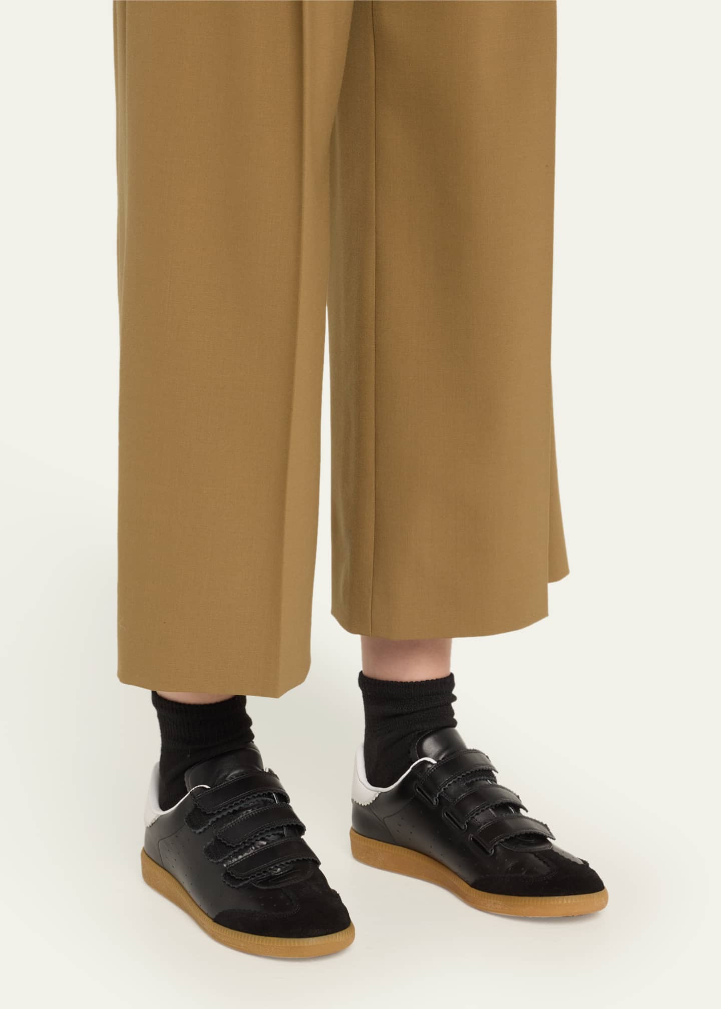 Isabel Marant Beth Perforated Leather Grip Strap Sneakers