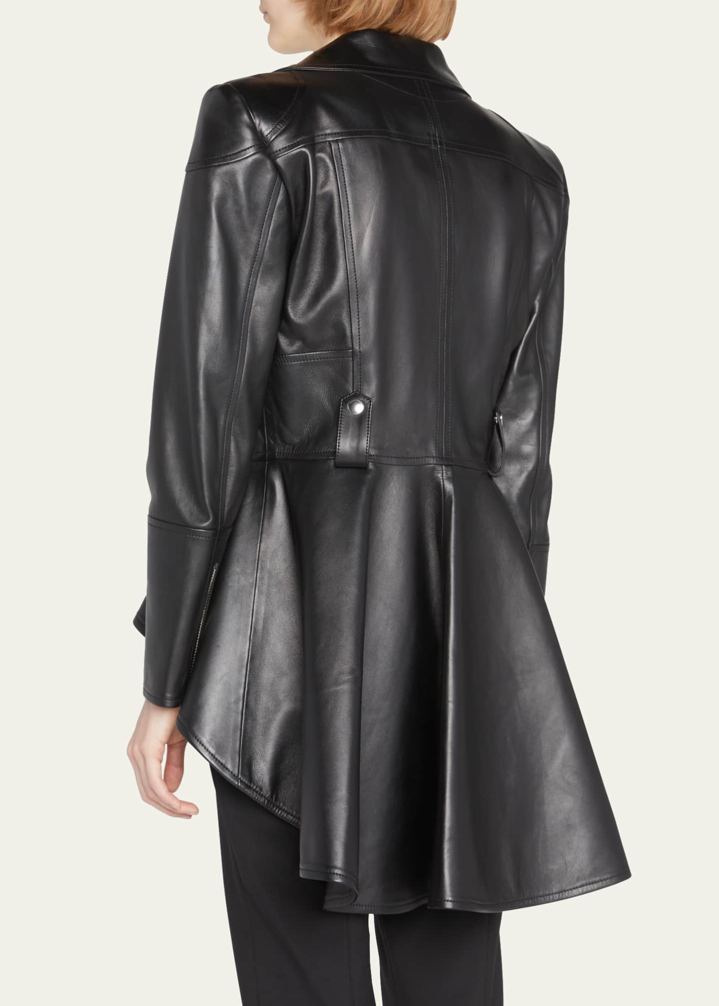 Alexander McQueen Leather Fit Flare Biker Jacket Bergdorf Goodman