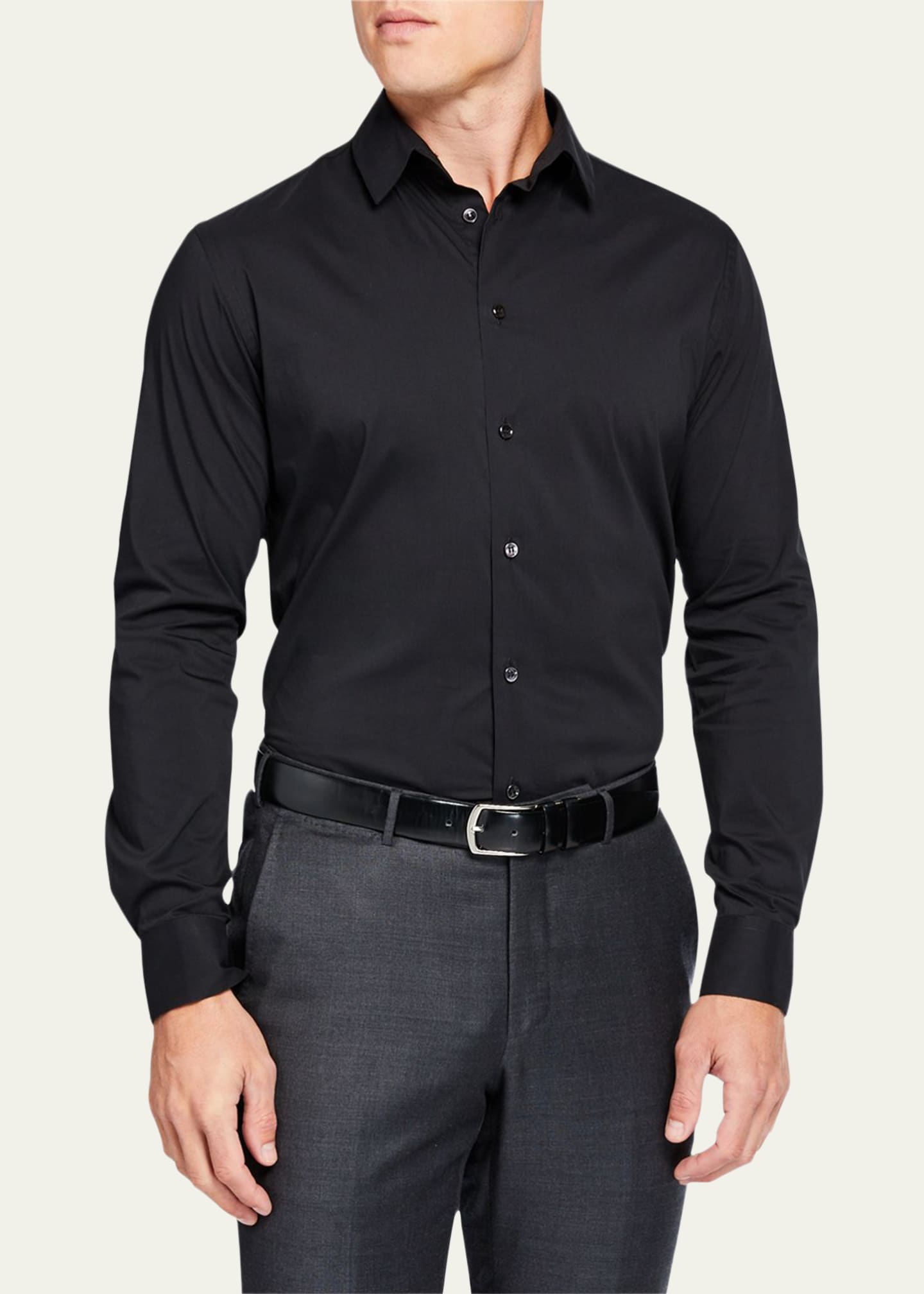 Giorgio Armani Men's Solid Long-Sleeve Sport Shirt - Bergdorf Goodman